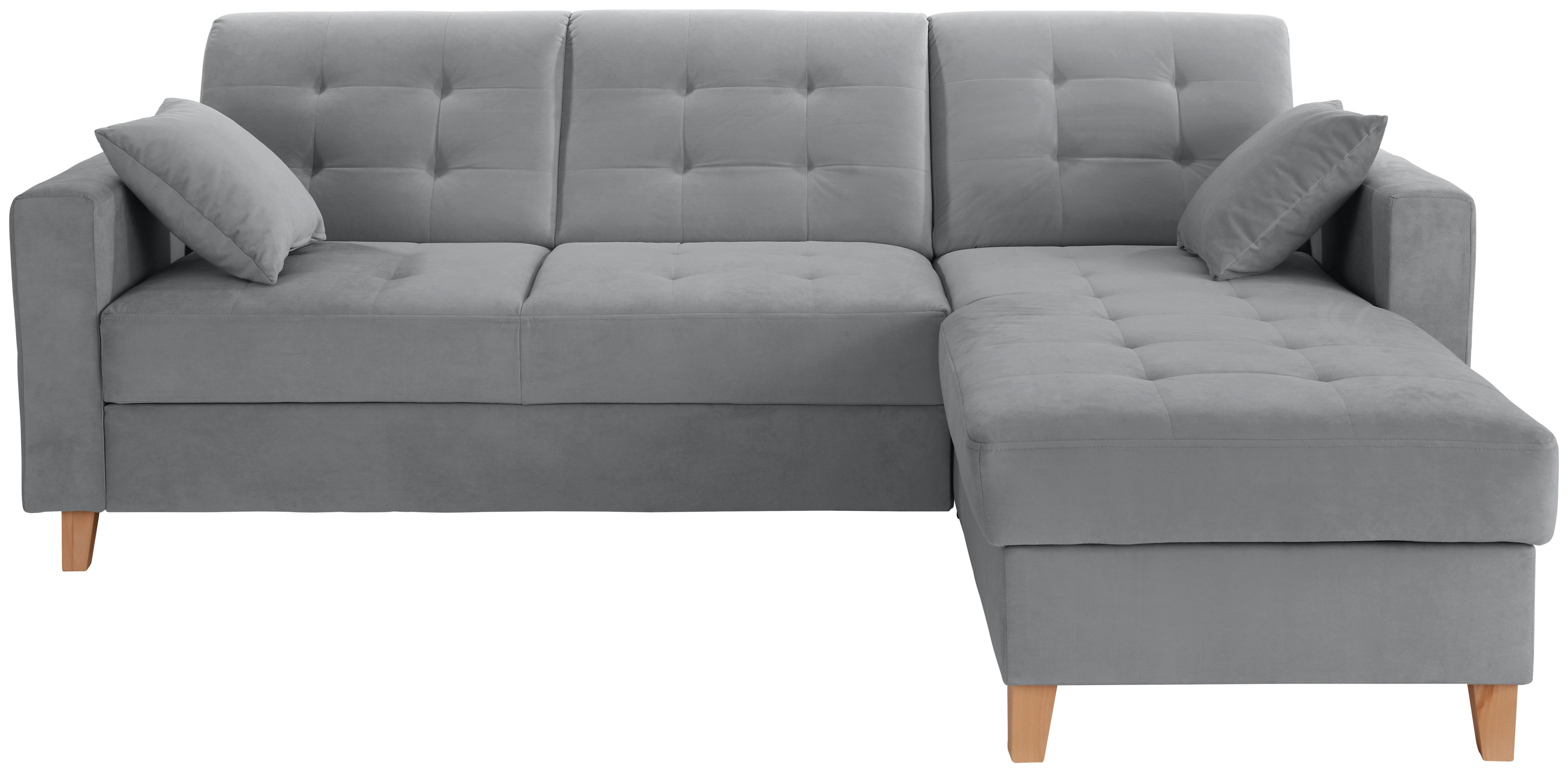 Ecksofa Bergen - Anthrazit/Naturfarben, Design, Textil (231/160cm) - Luca Bessoni