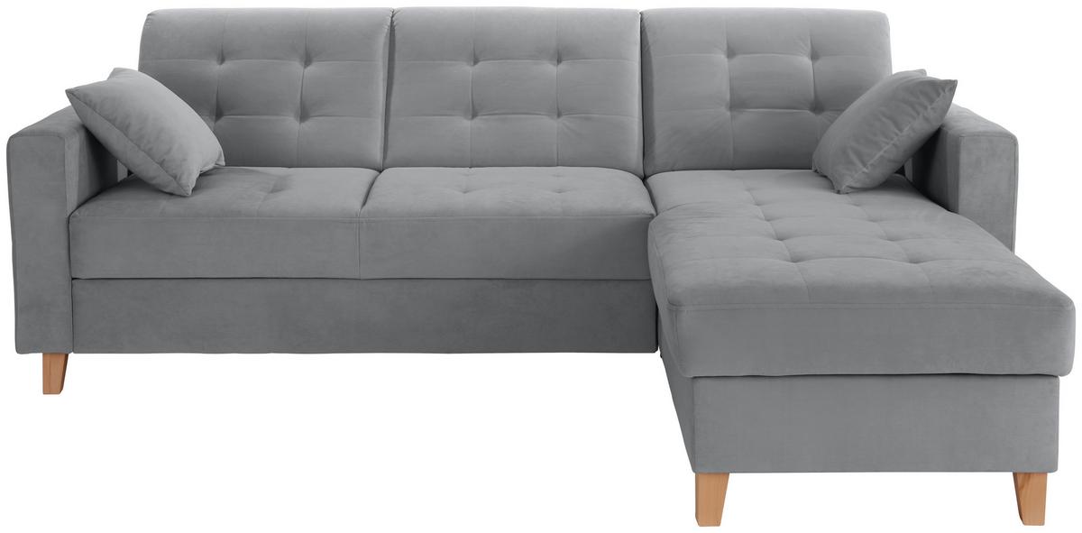 Ecksofa Bergen - Anthrazit/Naturfarben, Design, Textil (231/160cm) - Luca Bessoni