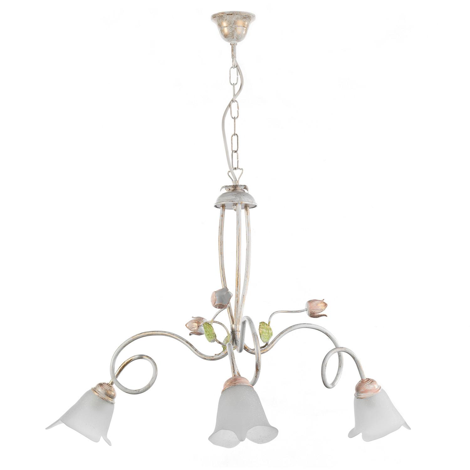 Kronleuchter 4985/3 - Pink/Weiß, KONVENTIONELL, Glas/Metall (80/85cm)