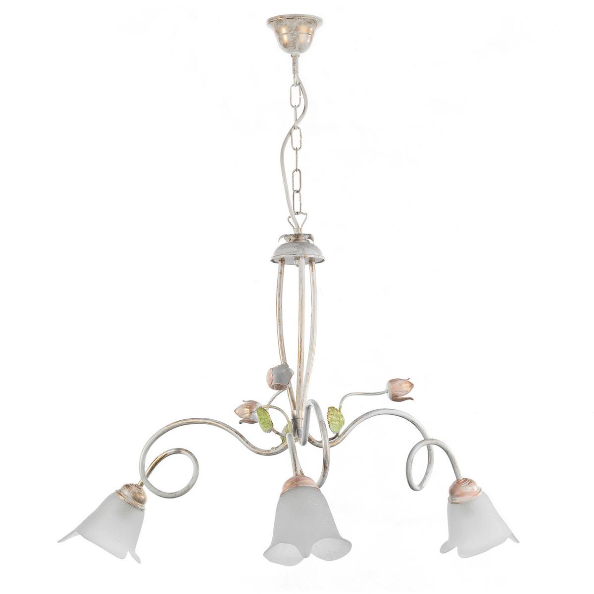 Kronleuchter 4985/3 - Pink/Weiß, KONVENTIONELL, Glas/Metall (80/85cm)