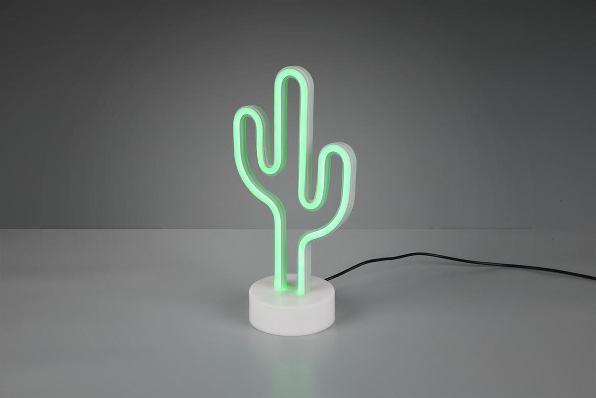 Akku-tischleuchte Cactus Weiß B: 8,5 Cm - Weiß, Trend, Kunststoff (14,3/8,5/29,6cm)