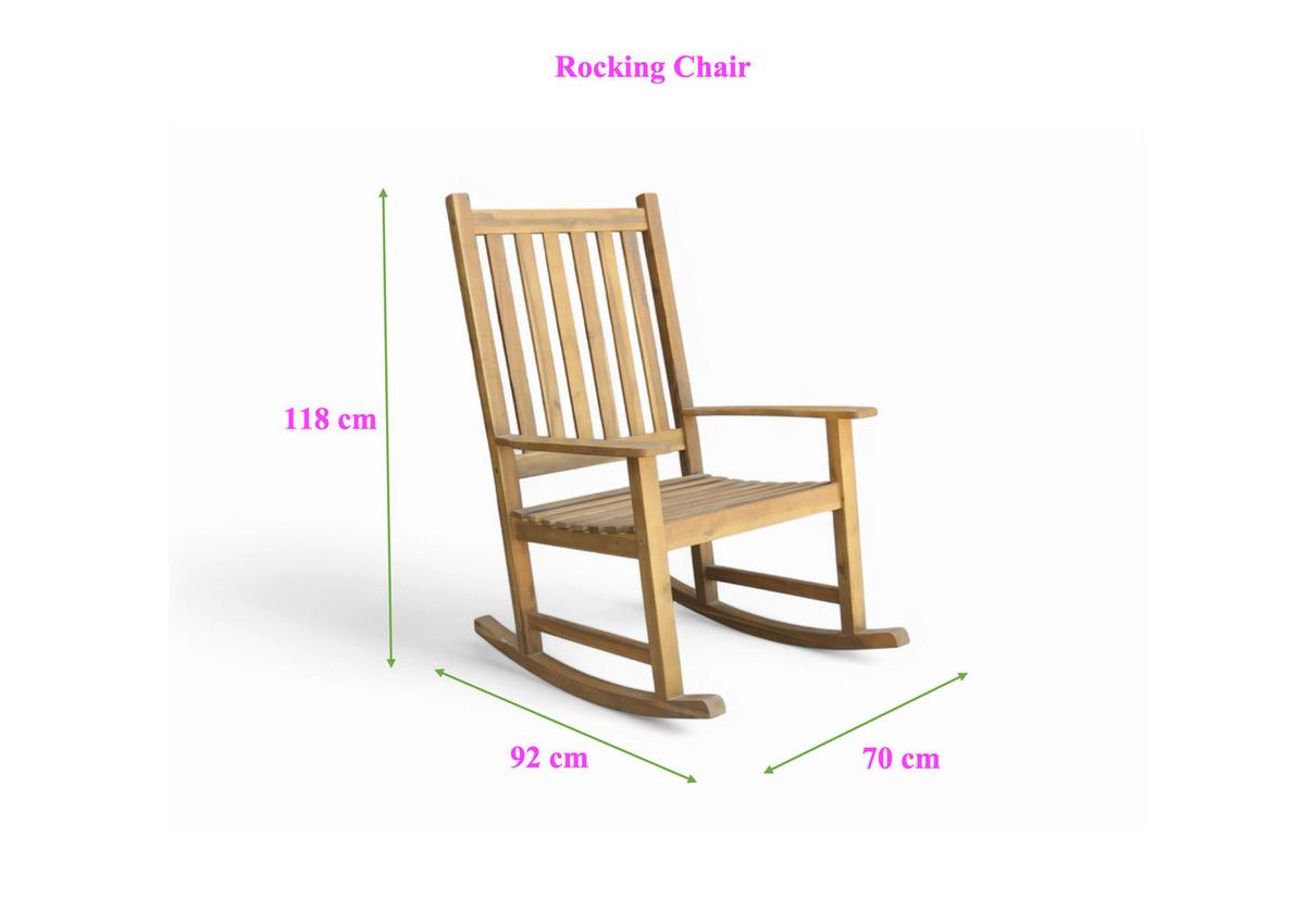 Schaukelstuhl aus Akazienholz ca. 70x92x116 cm - Akaziefarben, Basics, Holz (70/92/116cm)