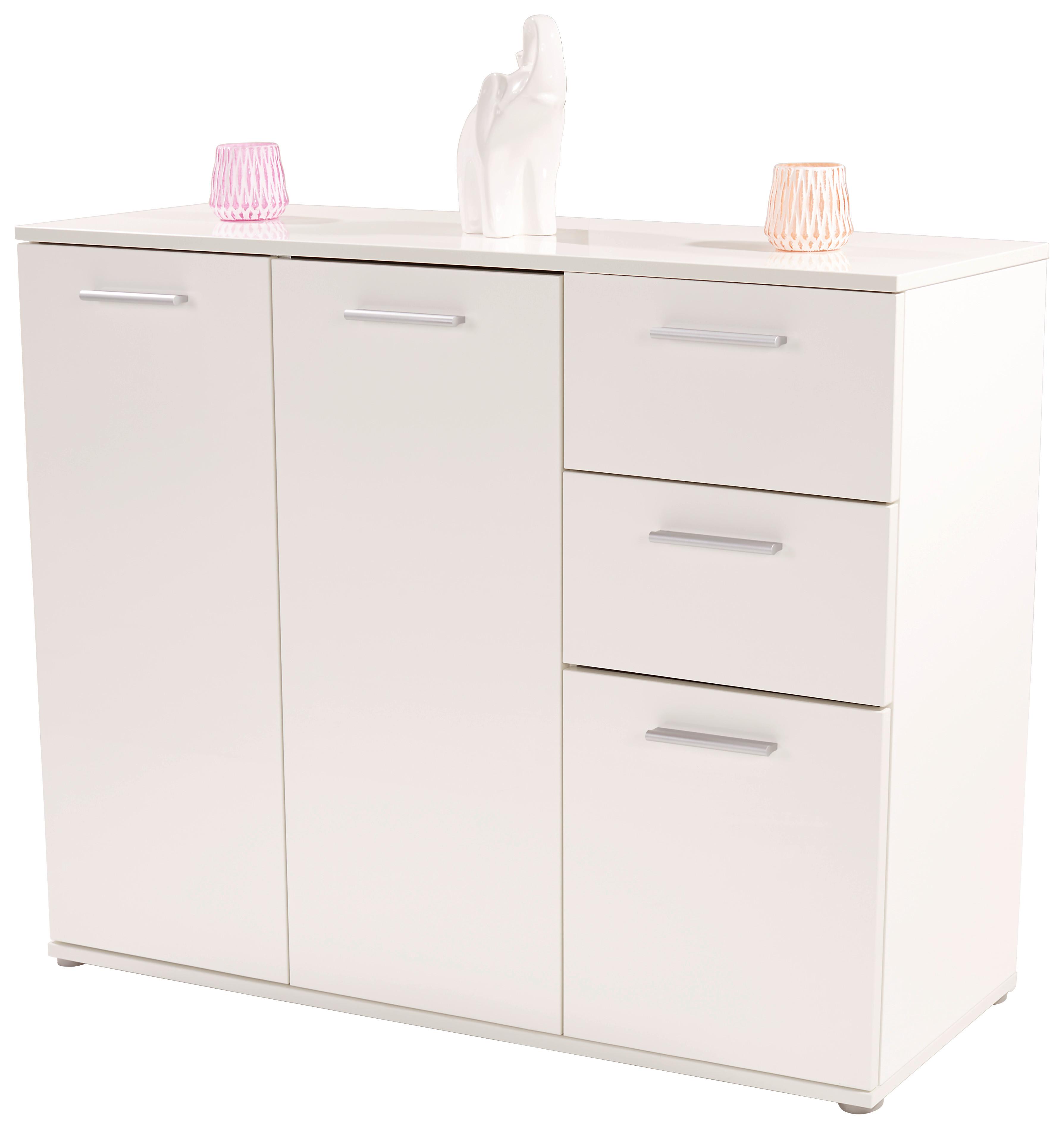 KOMODA CHRISTIAN NEW 2 - bílá/barvy hliníku, Moderní, kompozitní dřevo/plast (120/85/35cm)
