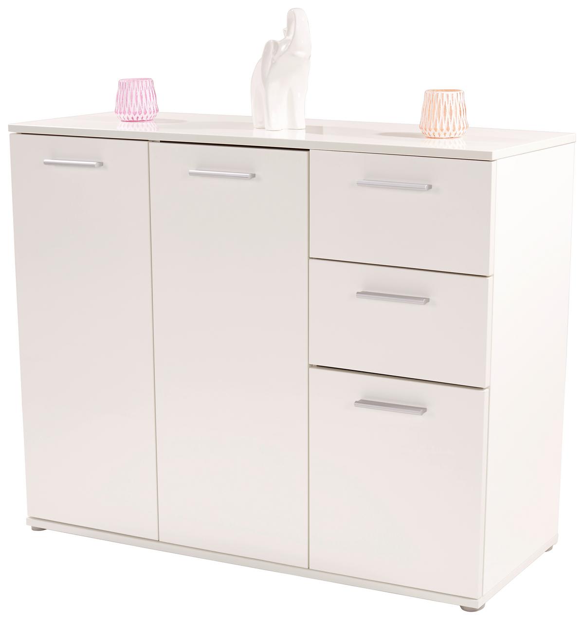KOMODA CHRISTIAN NEW 2 - bílá/barvy hliníku, Moderní, kompozitní dřevo/plast (120/85/35cm)