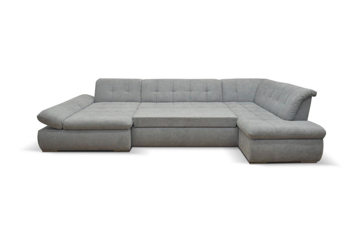 Wohnlandschaft Moric Mit Schlaffunktion Grau Mikrofaser - Chromfarben/Grau, KONVENTIONELL, Textil (172/353/216cm) - MID.YOU