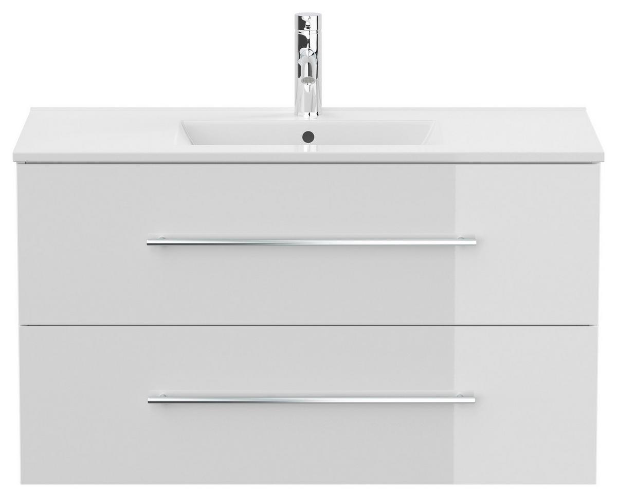 WASCHTISCHKOMBI Homeline, Weiß HG B: 101cm - Weiß Hochglanz/Weiß, Basics, Keramik/Holzwerkstoff (101cm) - MID.YOU