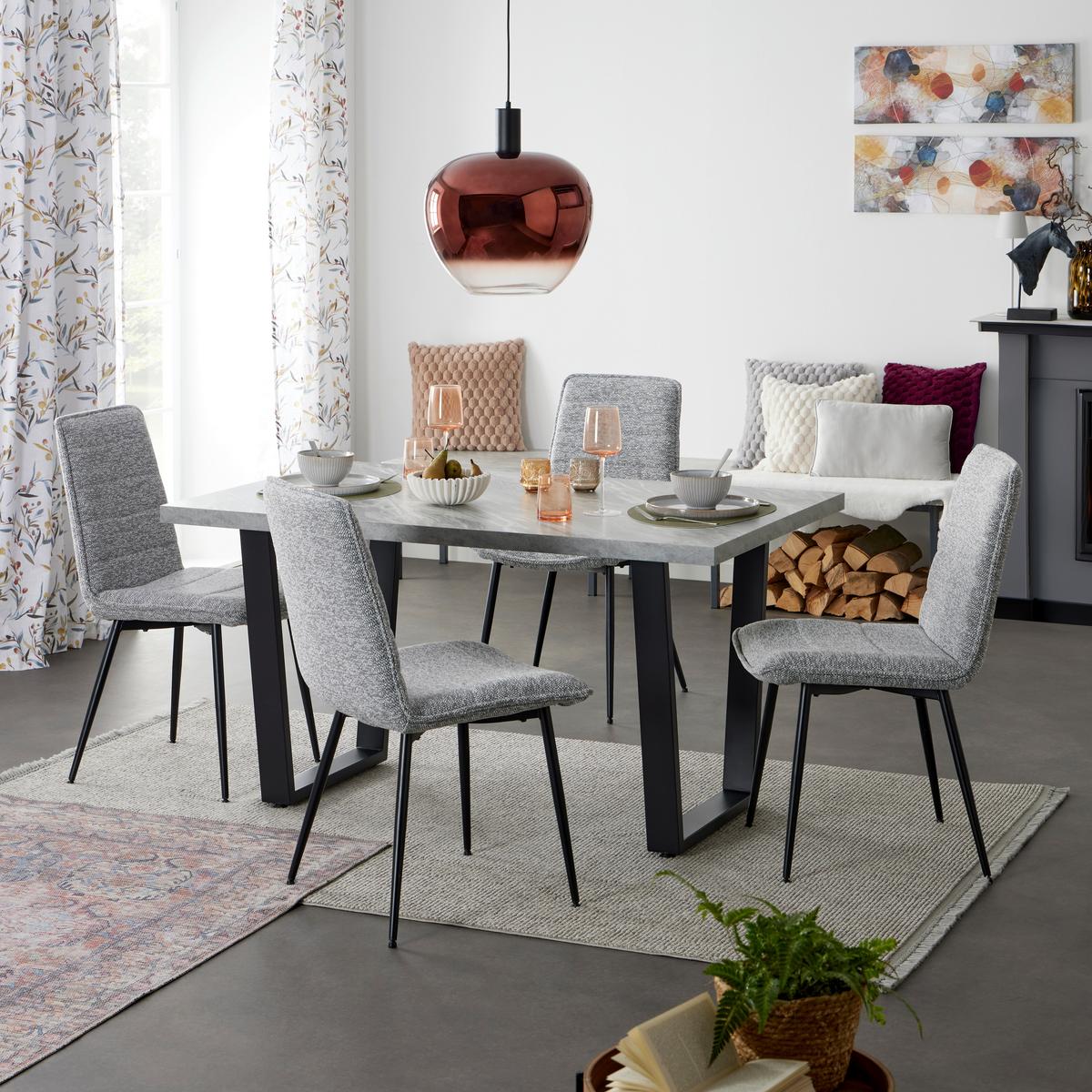 Esstisch Melbourne 140x90cm Grau - Schwarz/Grau, MODERN, Holzwerkstoff/Metall (140/75/90cm)