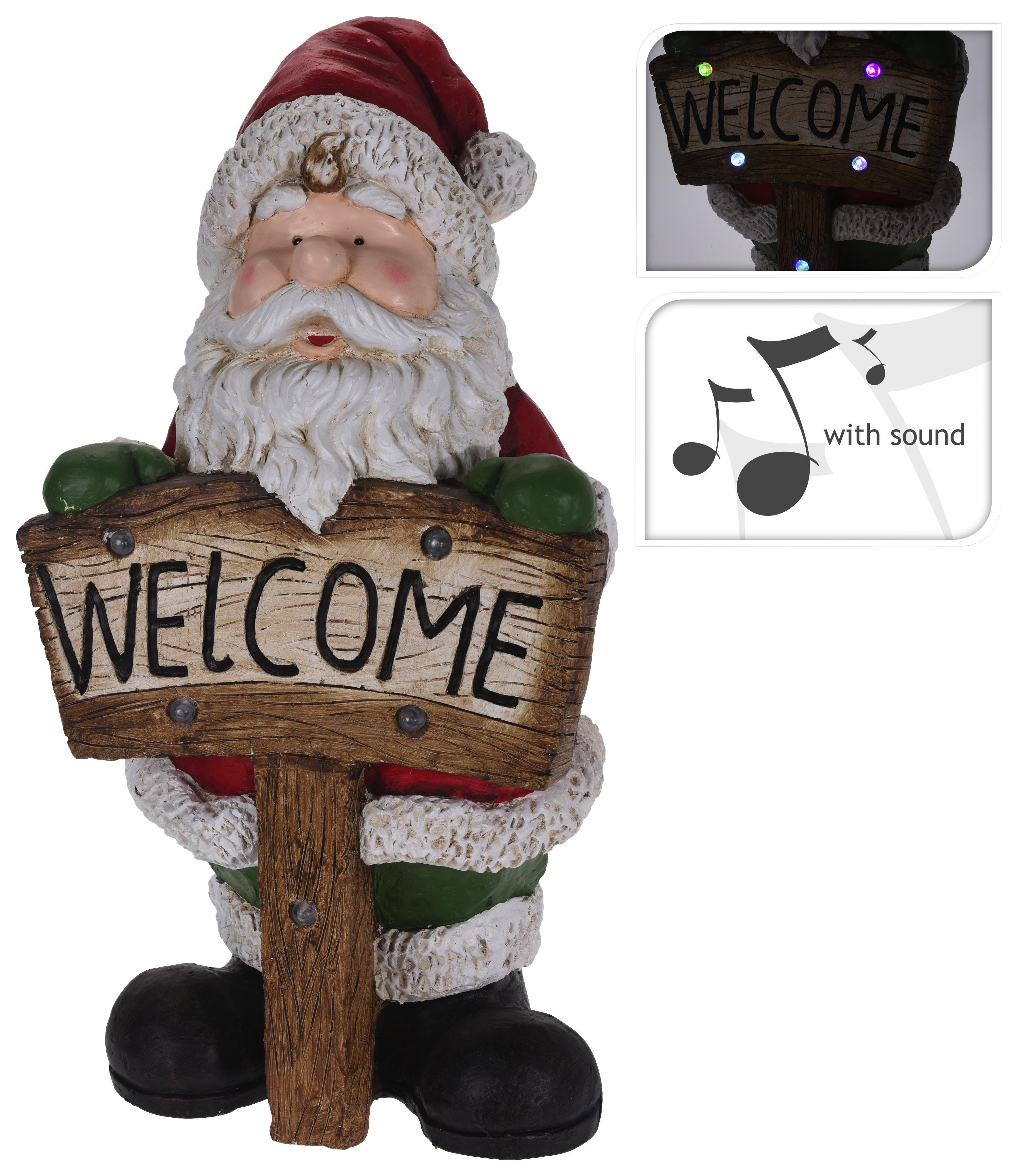 Télapó Santa - Piros/Zöld, konvencionális, Fém (38/73cm)