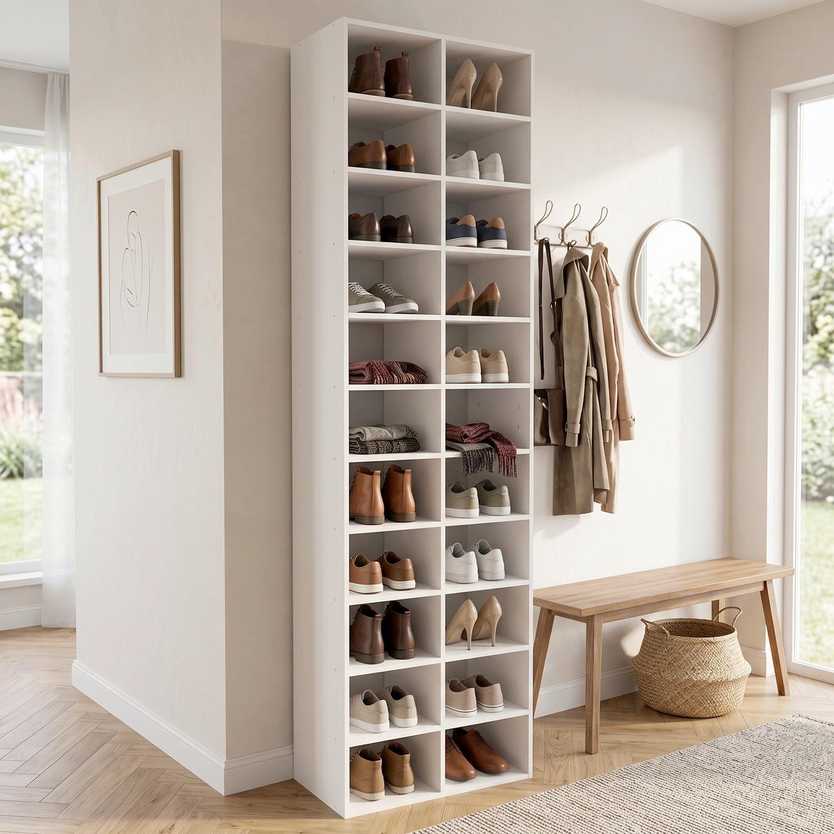SCHUHREGAL Weiß, 52 cm - Weiß, Design, Holzwerkstoff (52/183/30cm) - MID.YOU