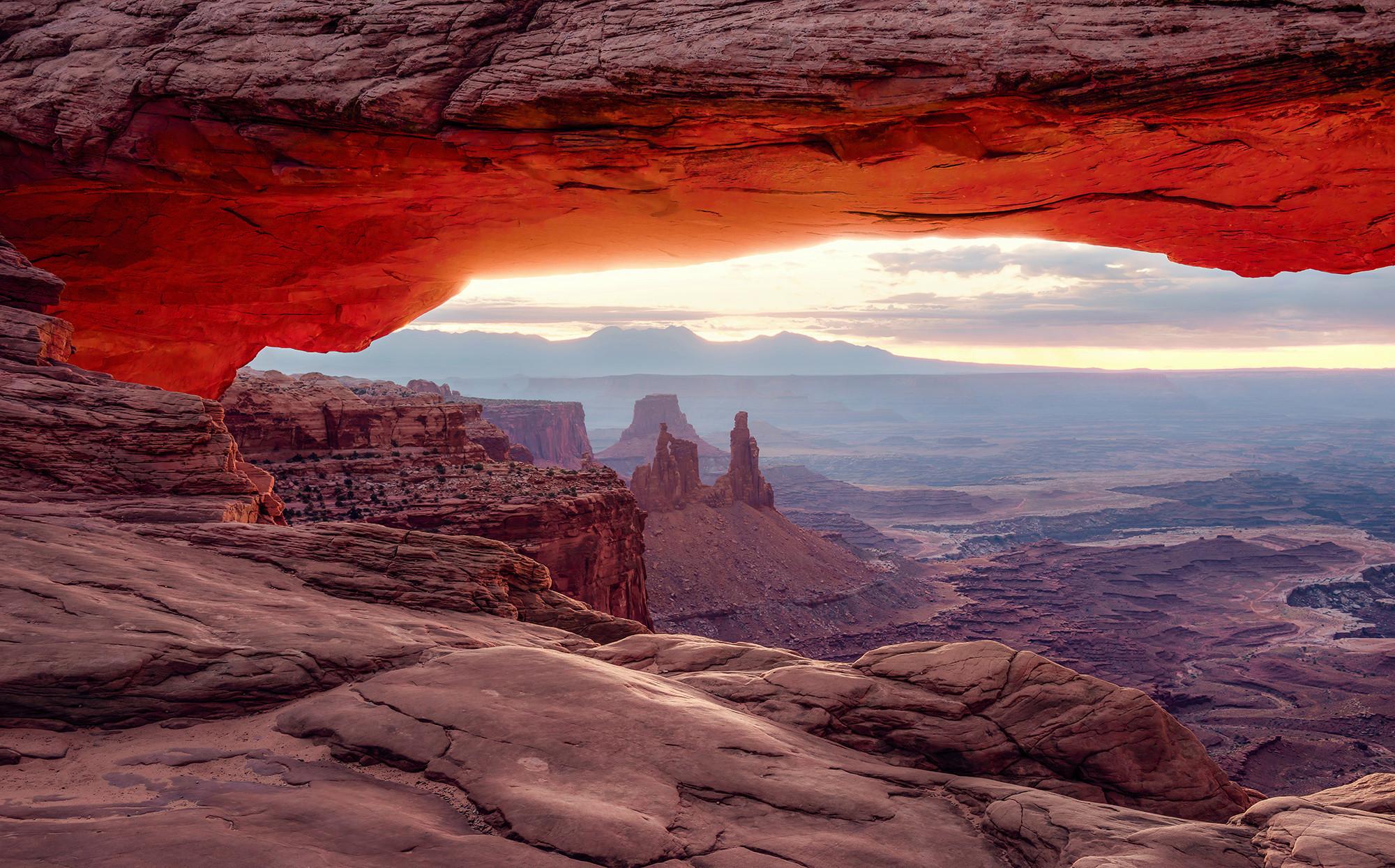 Fototapete Mesa Arch - Rotbraun, Trend, Textil (450/280cm)