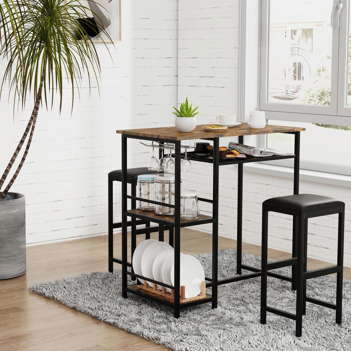 Bartisch Kolari Schwarz/Eichefarben - Eichefarben/Schwarz, Design, Holzwerkstoff/Metall (90/50/93cm) - MID.YOU