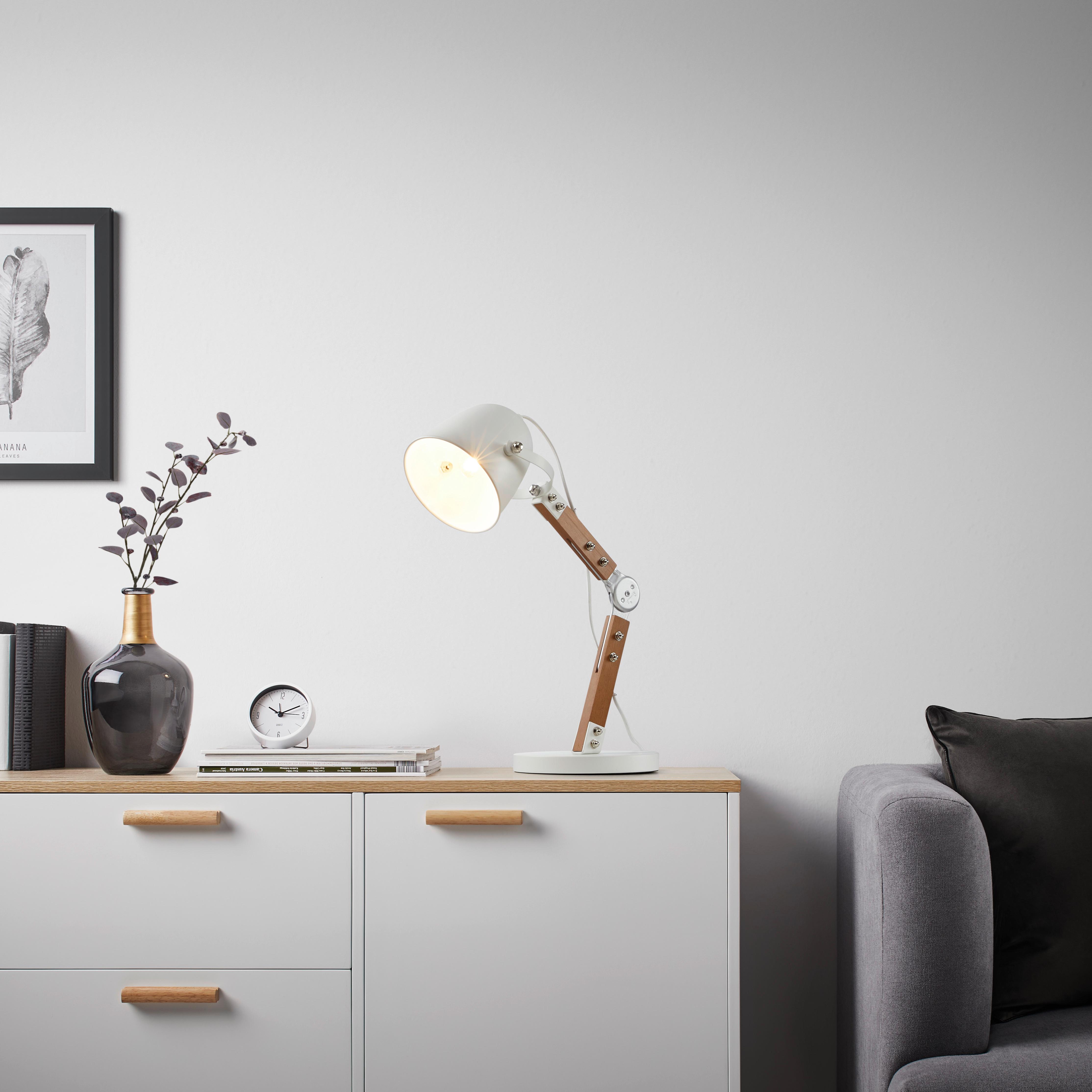Stolná Lampa George Max. 40 Watt - biela, Moderný, kov/drevo - Bessagi Home