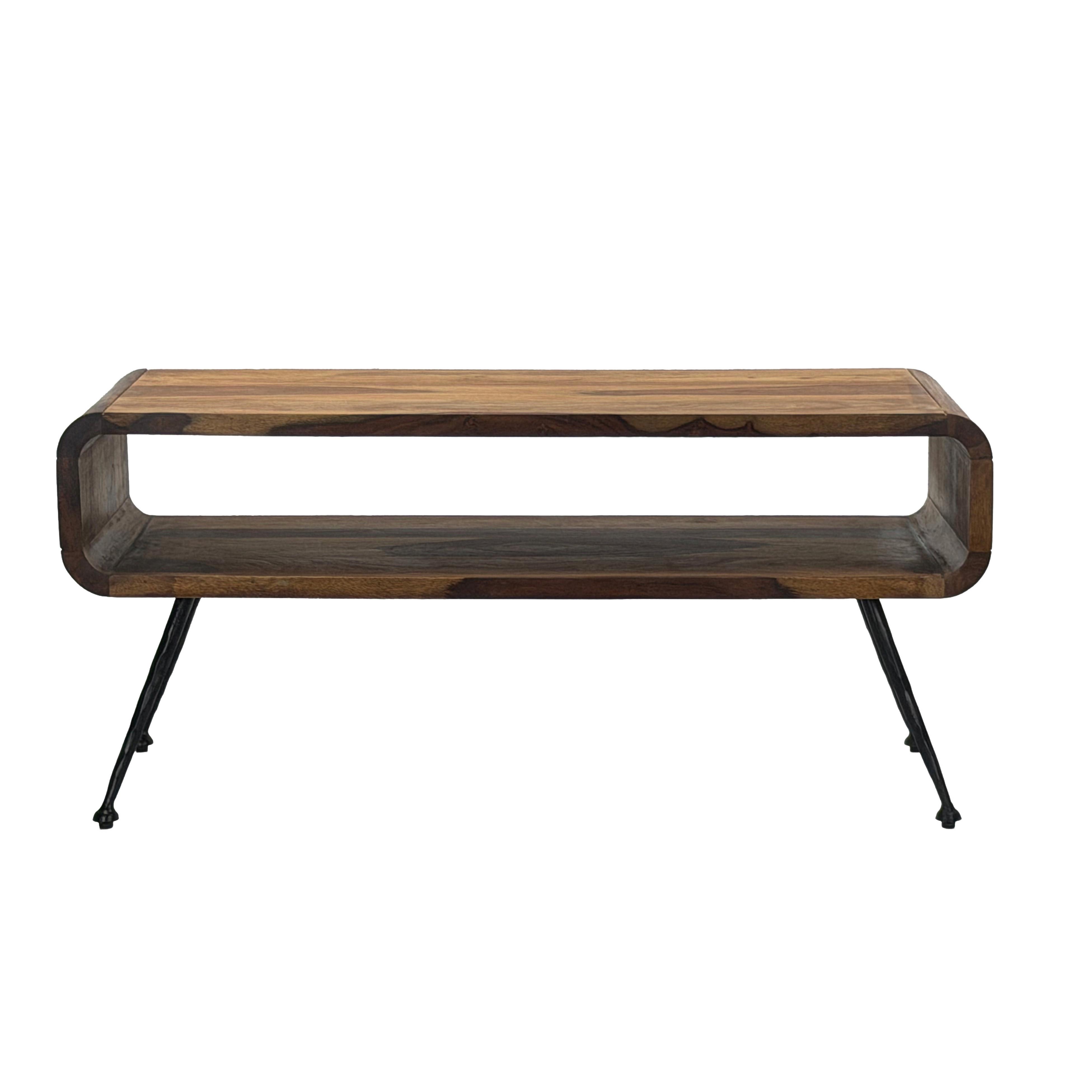 COUCHTISCH Braun L: 100cm - Schwarz/Braun, Design, Holz/Metall (100/40/45cm) - MID.YOU