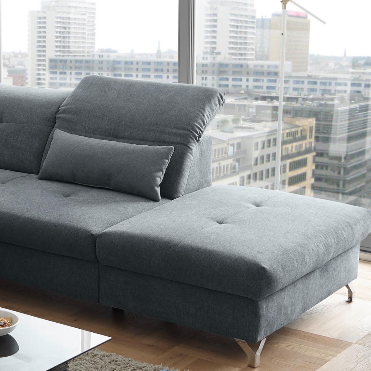 Wohnlandschaft Melfi - Anthrazit/Silberfarben, MODERN, Textil (168/350/245cm) - MID.YOU