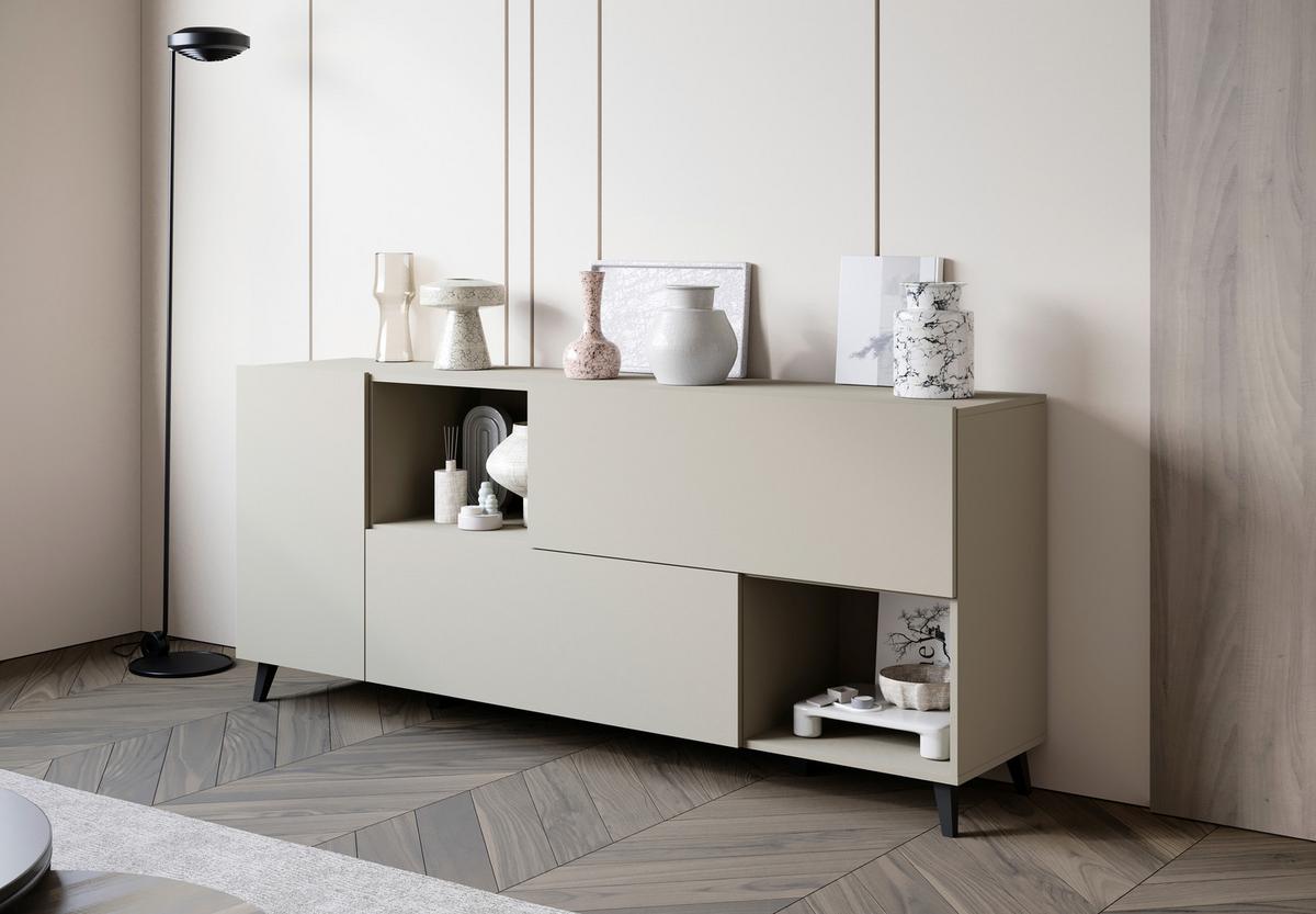 ŠIROKÁ KOMODA PHUKET SIDEBOARD 181 - čierna/kašmírová, Design, kompozitné drevo/plast (180/76/39cm) - P & B