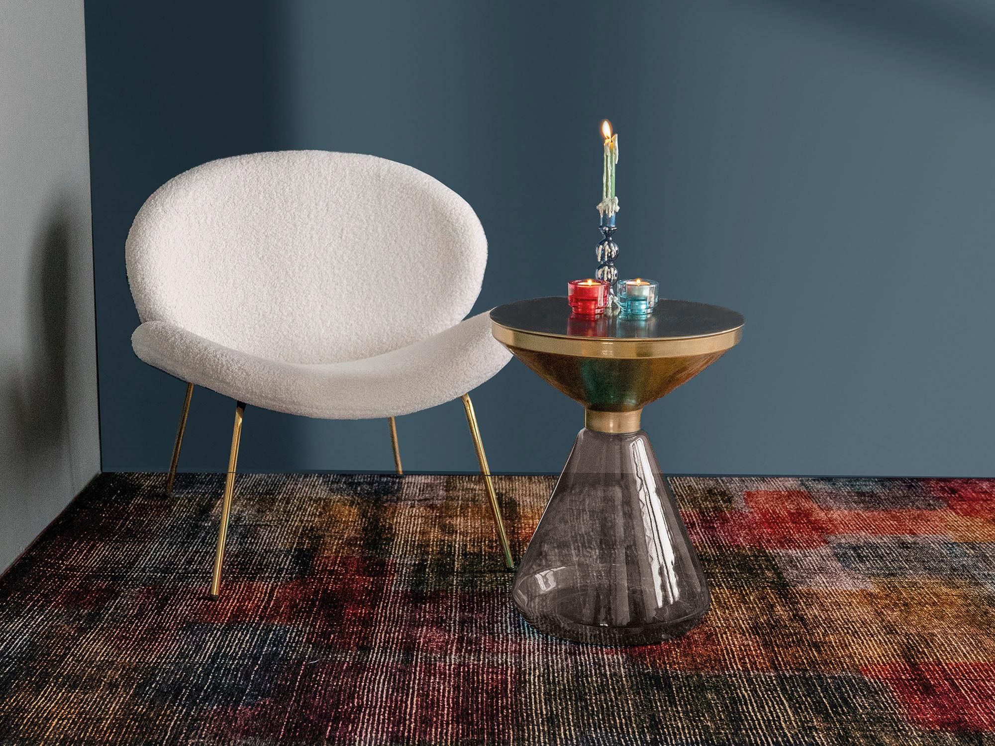 Beistelltisch  Roman 325 Grau/goldfarben D: 41,5 Cm - Goldfarben/Grau, Design, Glas/Metall (41,5/53cm) - Kayoom