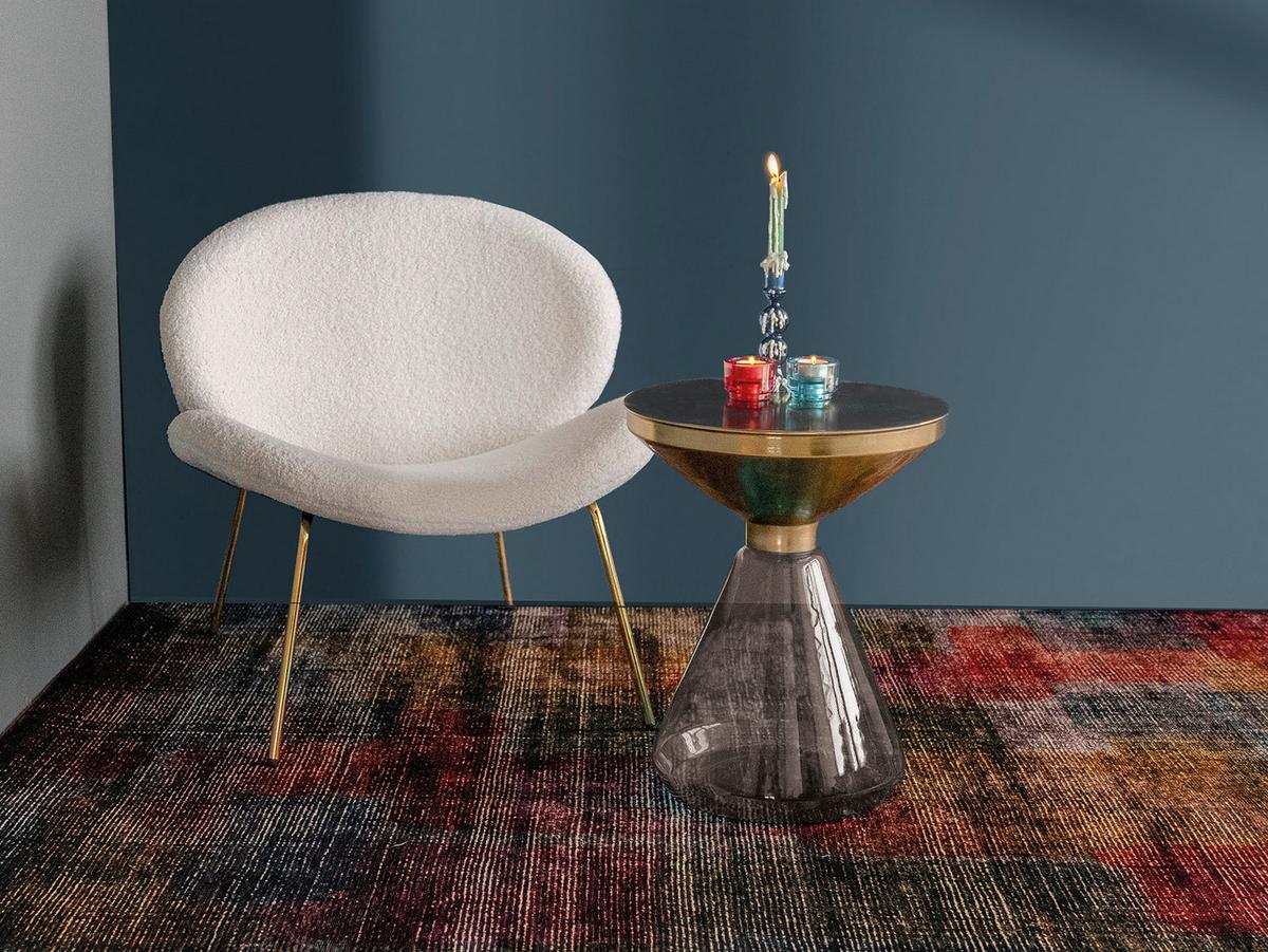 Beistelltisch  Roman 325 Grau/Goldfarben D: 41,5 cm - Goldfarben/Grau, Design, Glas/Metall (41,5/53cm) - Kayoom
