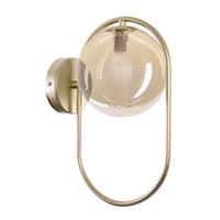 WANDLEUCHTE 21-44075 CORDEL - Messingfarben/Bernsteinfarben, KONVENTIONELL, Metall (22/14/32cm)