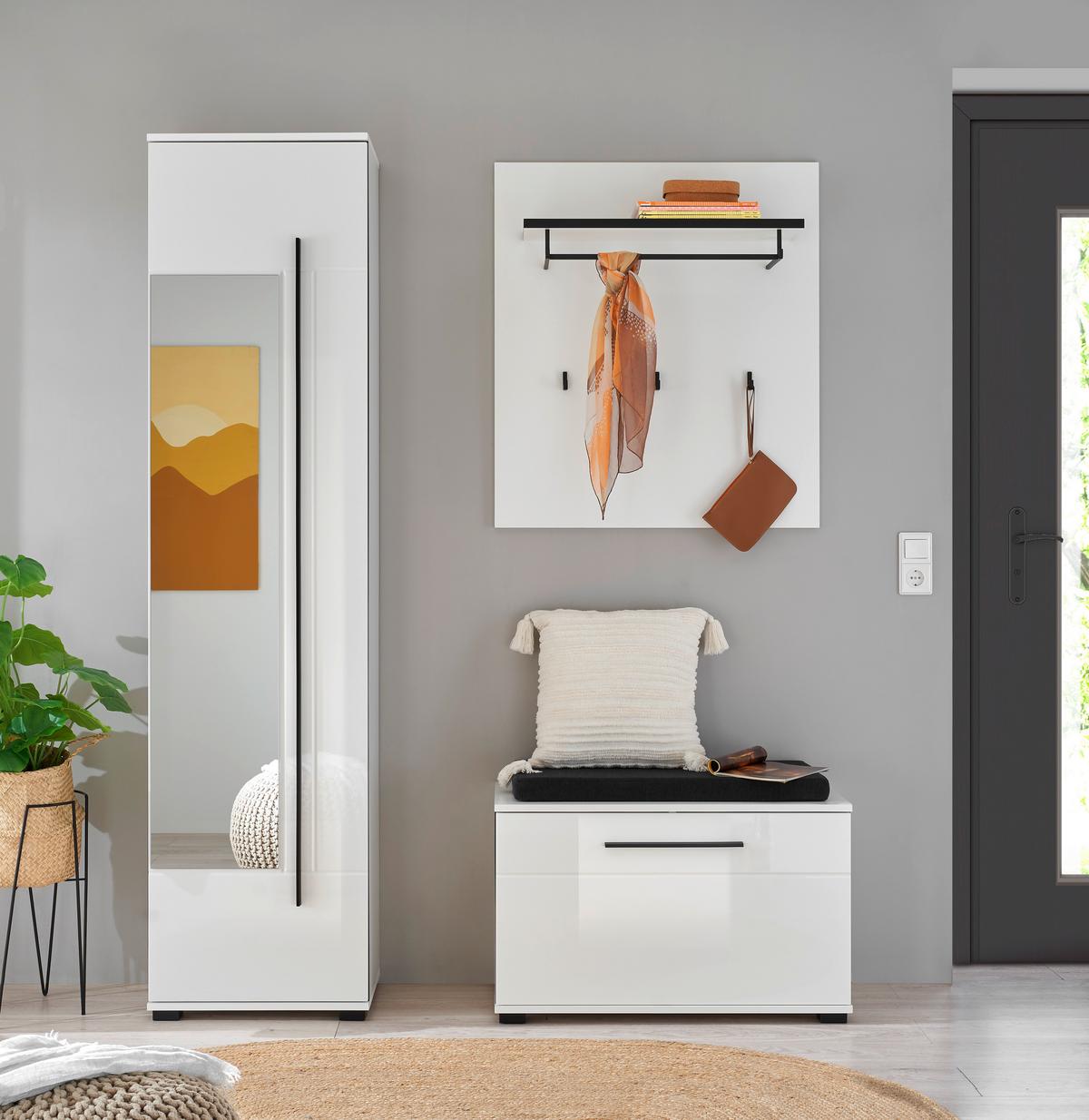 GARDEROBE Cantara Weiß/Weiß HG B: 140cm - Weiß Hochglanz/Weiß, MODERN, Holzwerkstoff (140/201/39cm) - MID.YOU