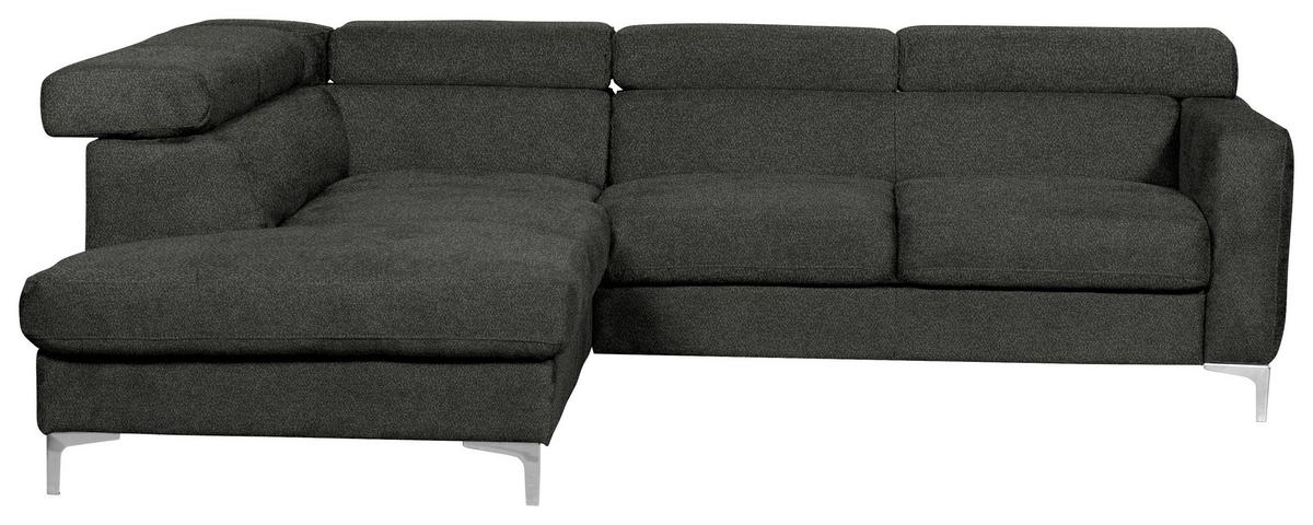 Ecksofa Sammy Anthrazit - Chromfarben/Anthrazit, Design, Textil (207/242cm) - Livetastic