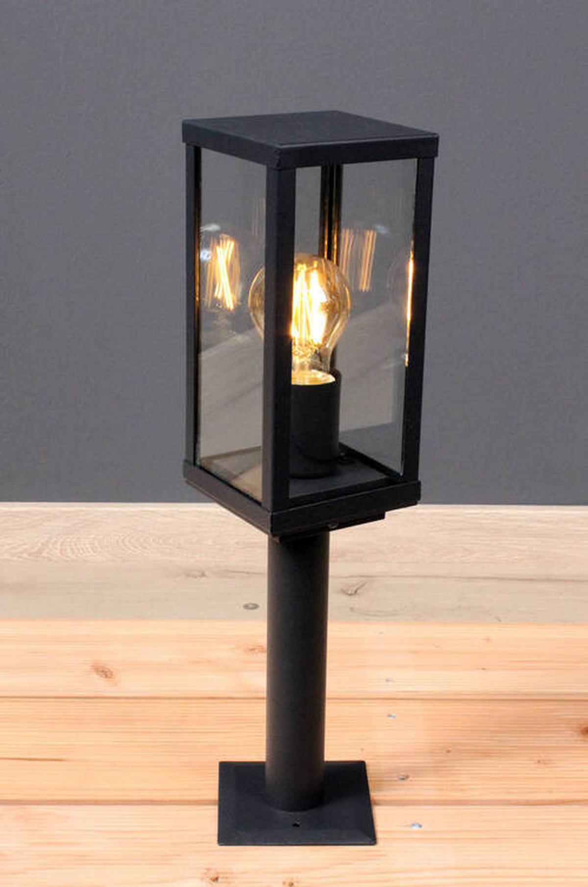 Außenleuchte Karo 60 W Glas/aluminium - Klar/Schwarz, Basics, Glas/Metall (50/11/11cm)