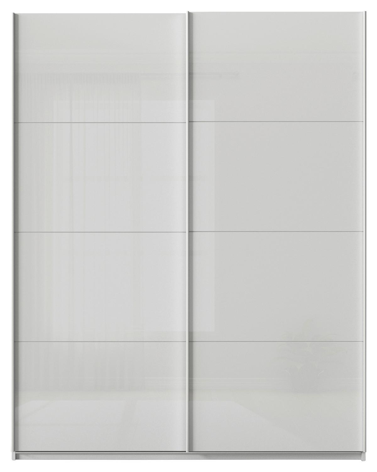Tolóajtós Szekrény Feldkirch 181/229 Cm - világosszürke/magasfényű szürke, Modern, faalapú anyag/Üveg (181/229/62cm)