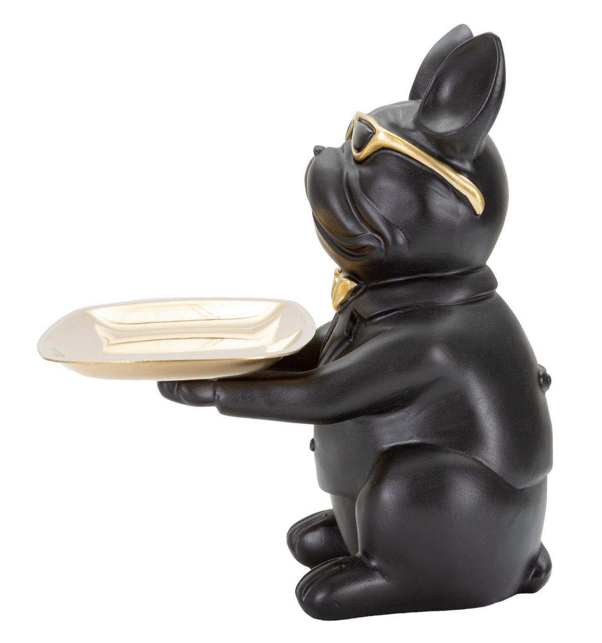 Skulptur Decor Dog Schwarz, Goldfarben B: 19 cm - Goldfarben/Schwarz, Basics, Kunststoff (19/23.5/20cm)