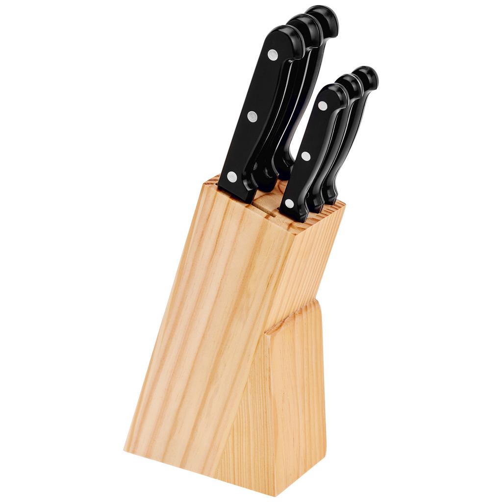 Messerblock Braun/Schwarz Edelstahl/Holz Jeronimo 7 -Teilig.