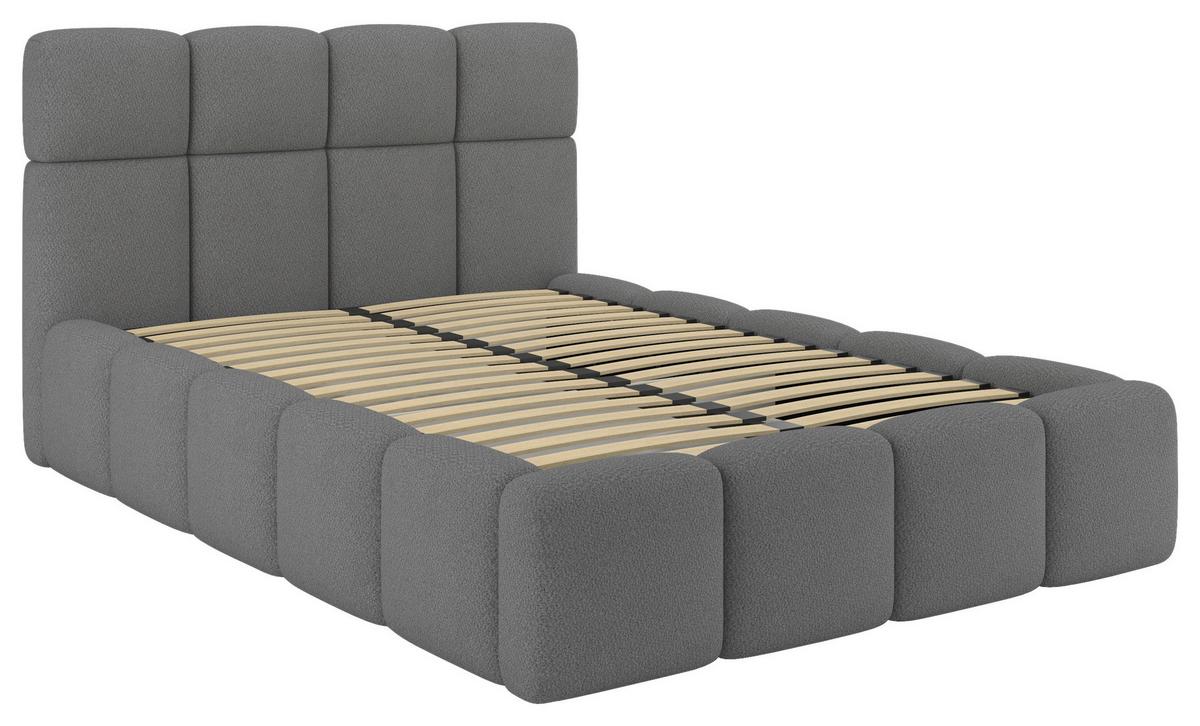 Polsterbett mit Bettkasten 120x200 cm Cloudy Grau - Silberfarben, Trend, Holz/Holzwerkstoff (120/200cm) - Luca Bessoni