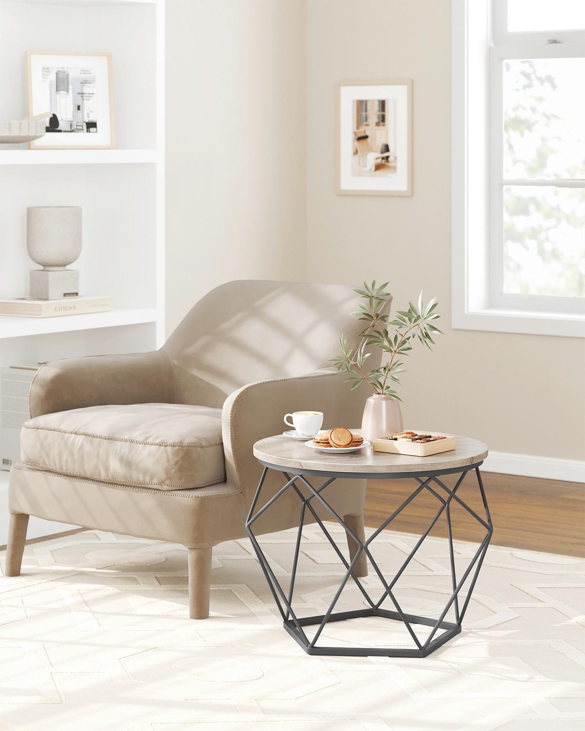 Couchtischset Coffee Table - Greige/Schwarz, MODERN, Holzwerkstoff/Metall (50/50/40cm) - MID.YOU