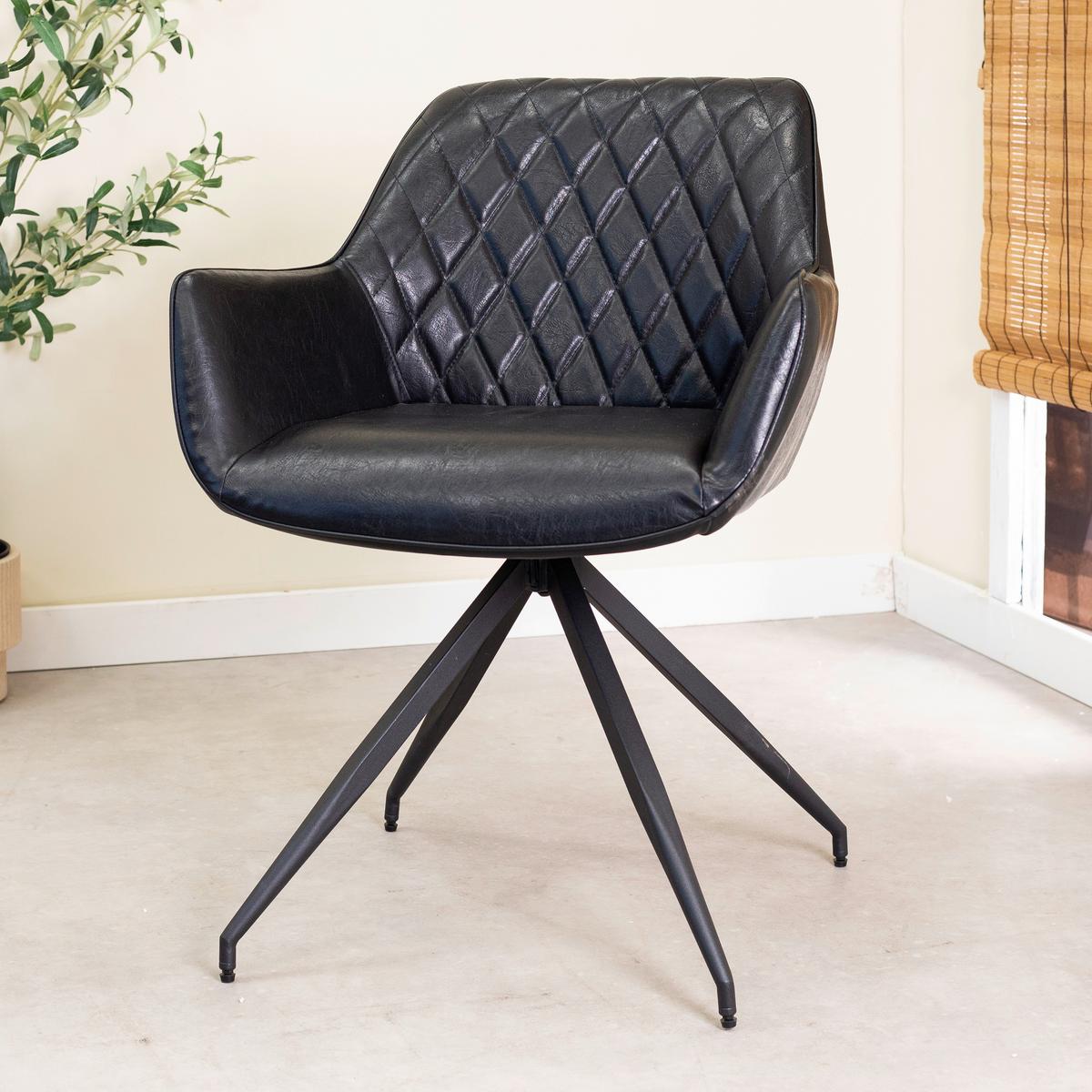 Armlehnstuhl-set Gabi Schwarz - Schwarz, KONVENTIONELL, Textil/Metall (62/82/61cm) - MID.YOU