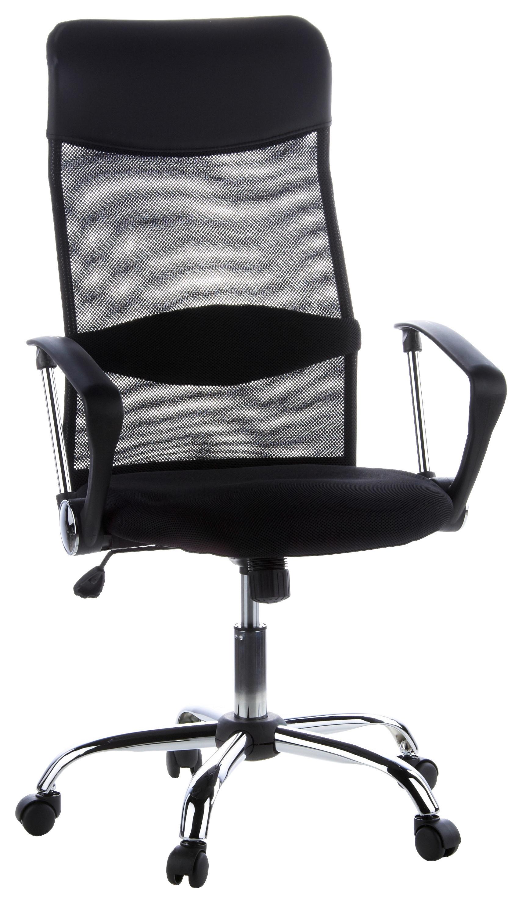 Drehstuhl Aria High Schwarz - Chromfarben/Schwarz, MODERN, Kunststoff/Textil (60/129/50cm) - MID.YOU