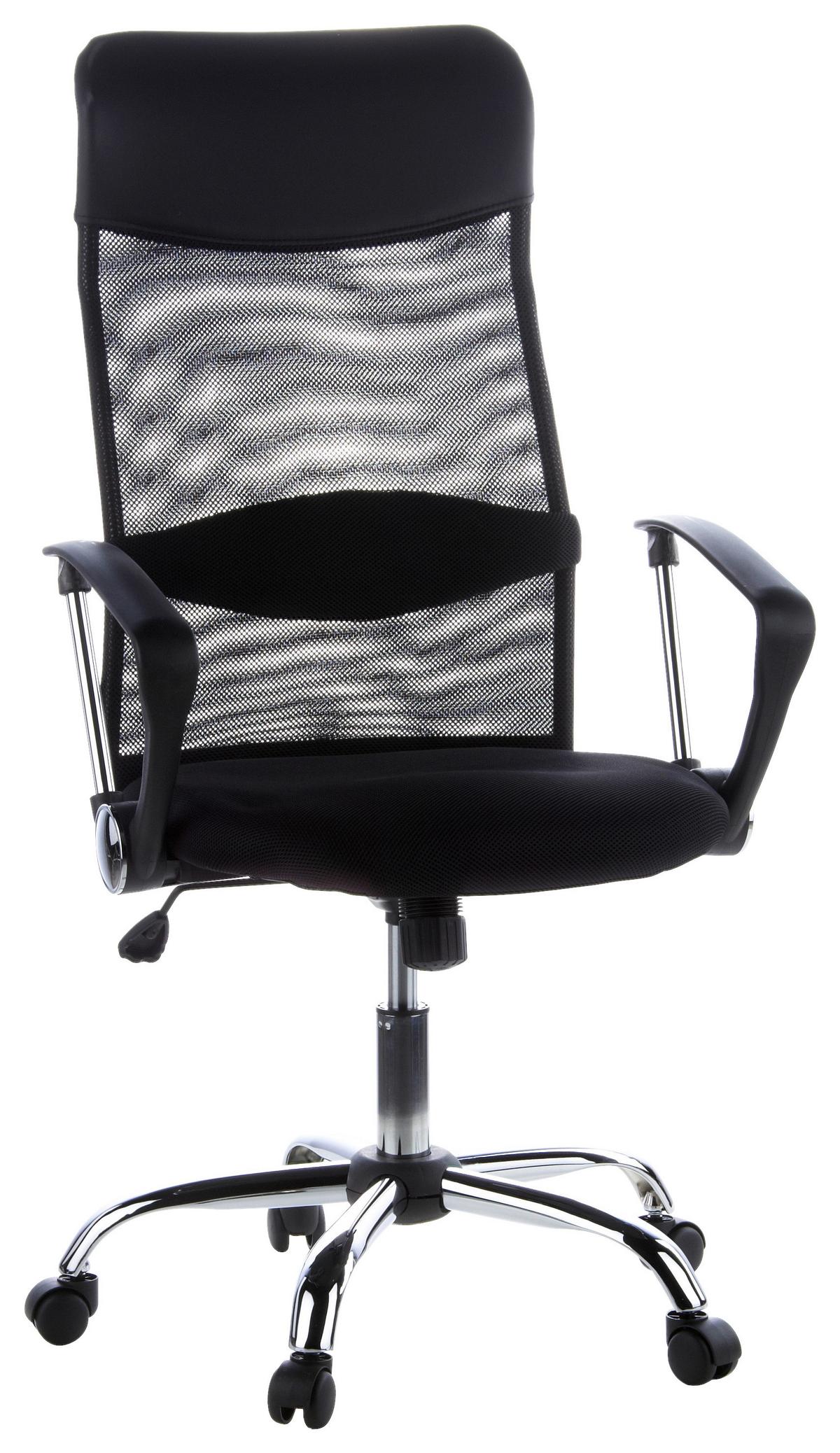 Drehstuhl Aria High Schwarz - Chromfarben/Schwarz, MODERN, Kunststoff/Textil (60/129/50cm) - MID.YOU