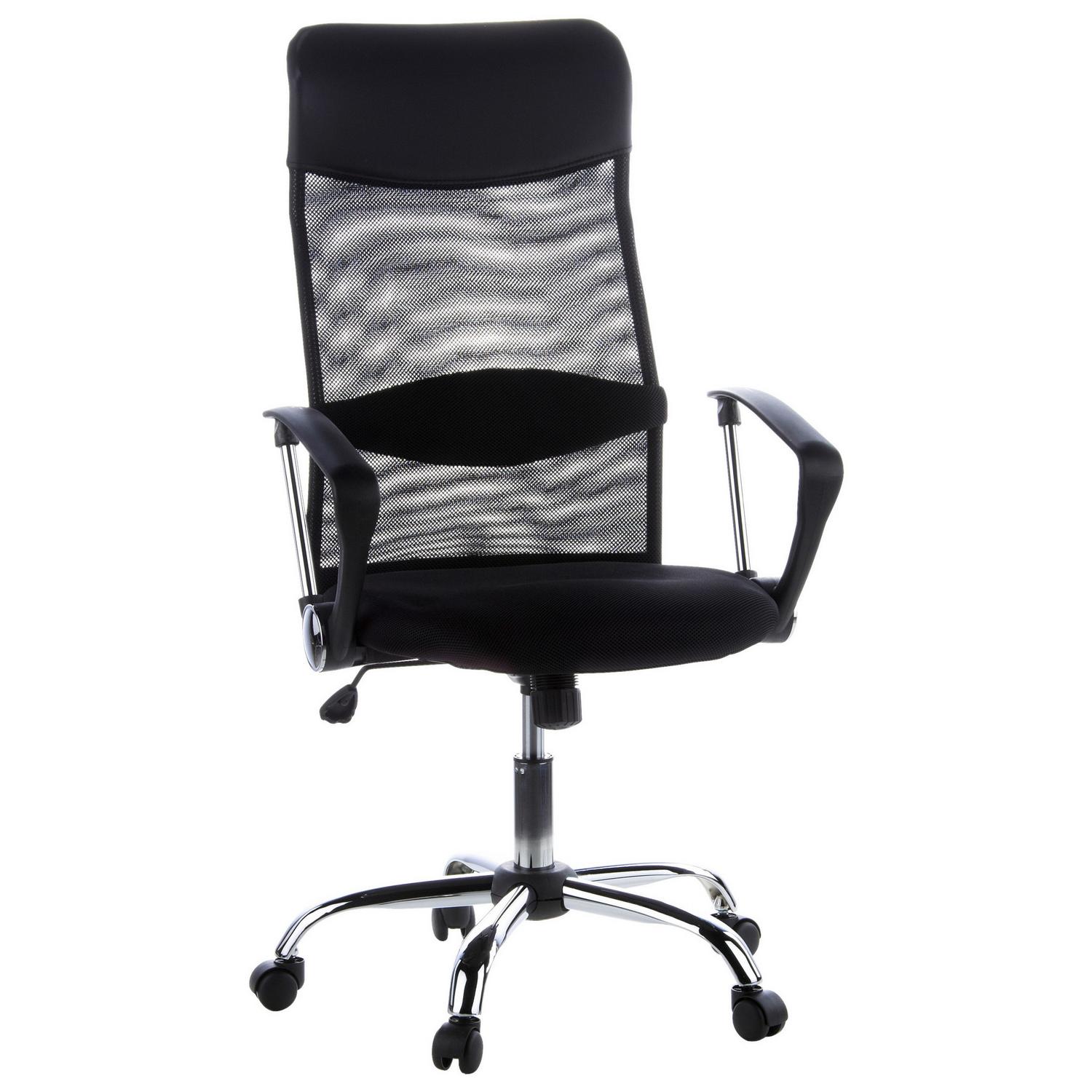 Drehstuhl Aria High Schwarz Schwarz, Chromfarben 60x129x50 cm