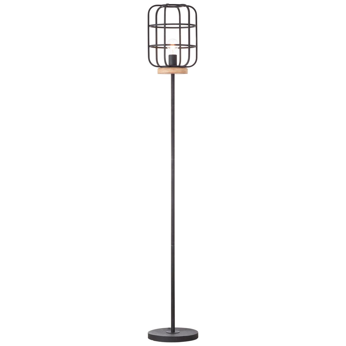 Stehleuchte 93073/66 Gwen - Schwarz/Braun, KONVENTIONELL, Holz/Metall (25/163cm) - Brilliant