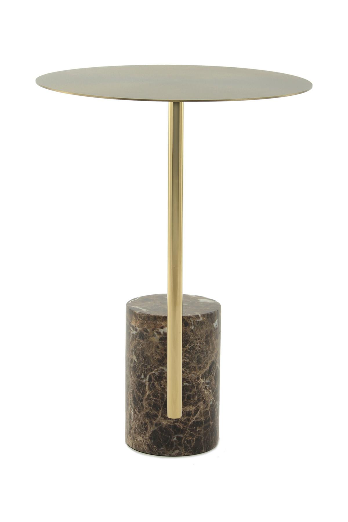 Beistelltisch Rocio 400 Braun / Multi - Design, Stein/Metall (40/40/54cm) - Kayoom