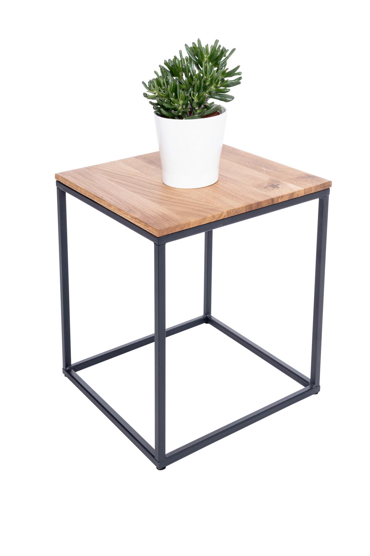 Beistelltisch Justus Schwarz/Eichefarben L: 40cm - Eichefarben/Schwarz, Natur, Holz/Metall (40/40/41cm)