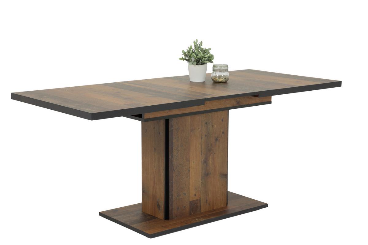 Tischgruppe Luise I G - Alteiche/Anthrazit, MODERN, Holzwerkstoff/Textil (120 - 160/76/80cm) - MID.YOU