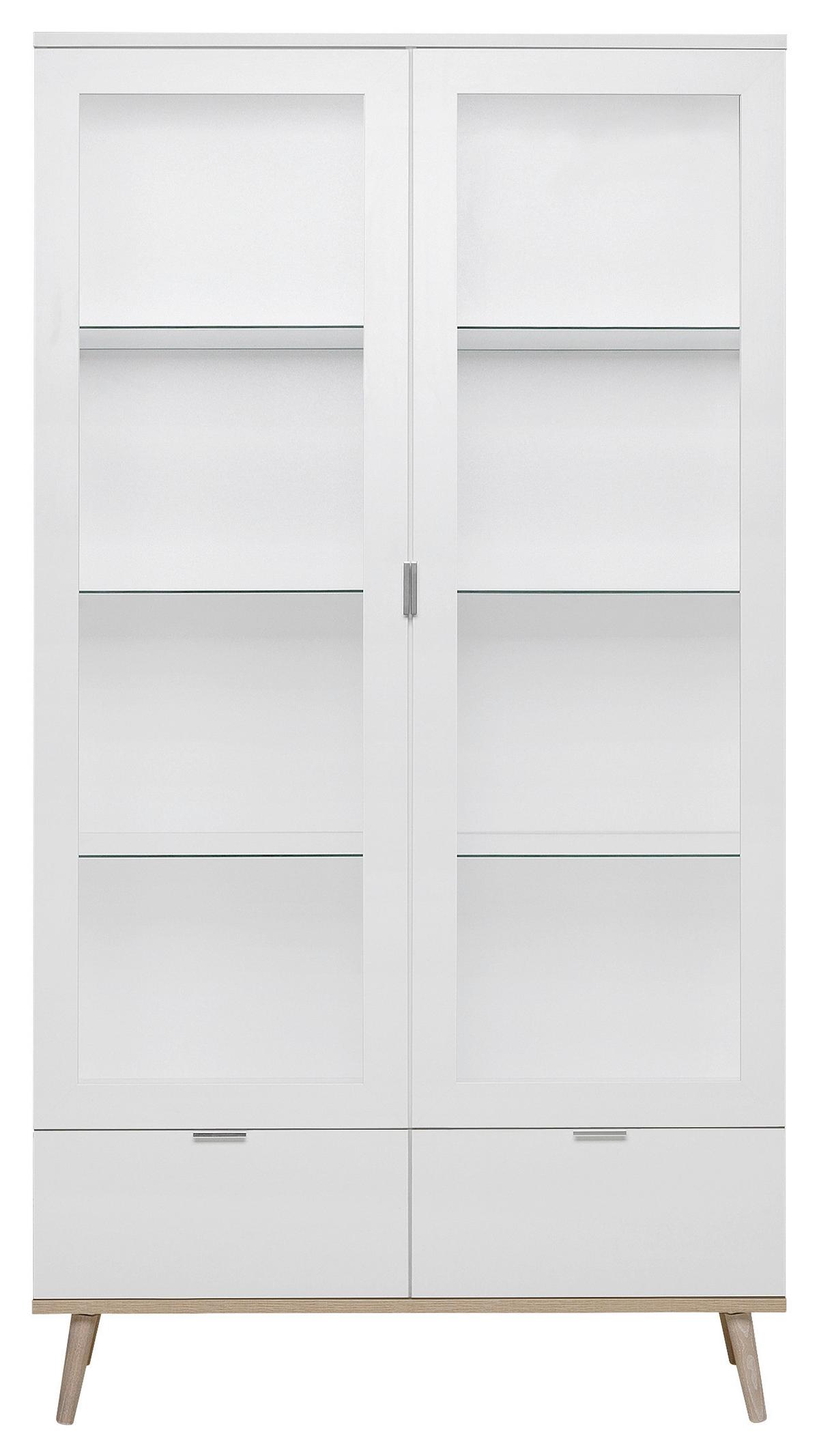 Vitrine Göteborg 54 - Eichefarben/Weiß, KONVENTIONELL, Glas/Holzwerkstoff (100/185/40cm) - MID.YOU