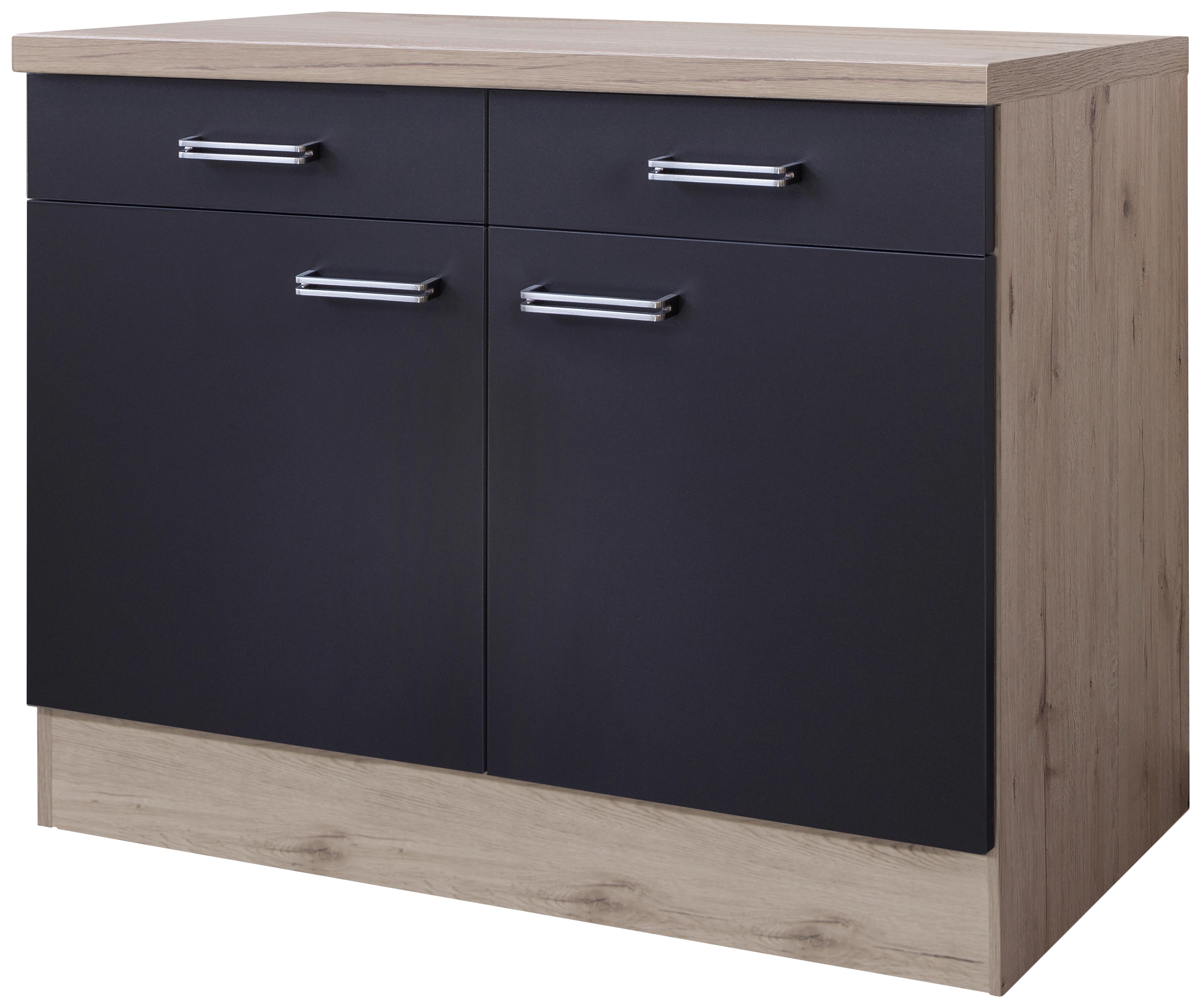 KUCHYŇSKÁ SPODNÍ SKŘÍŇKA MILANO - barvy dubu/antracitová, Moderní, kov/kompozitní dřevo (100/86/60cm)