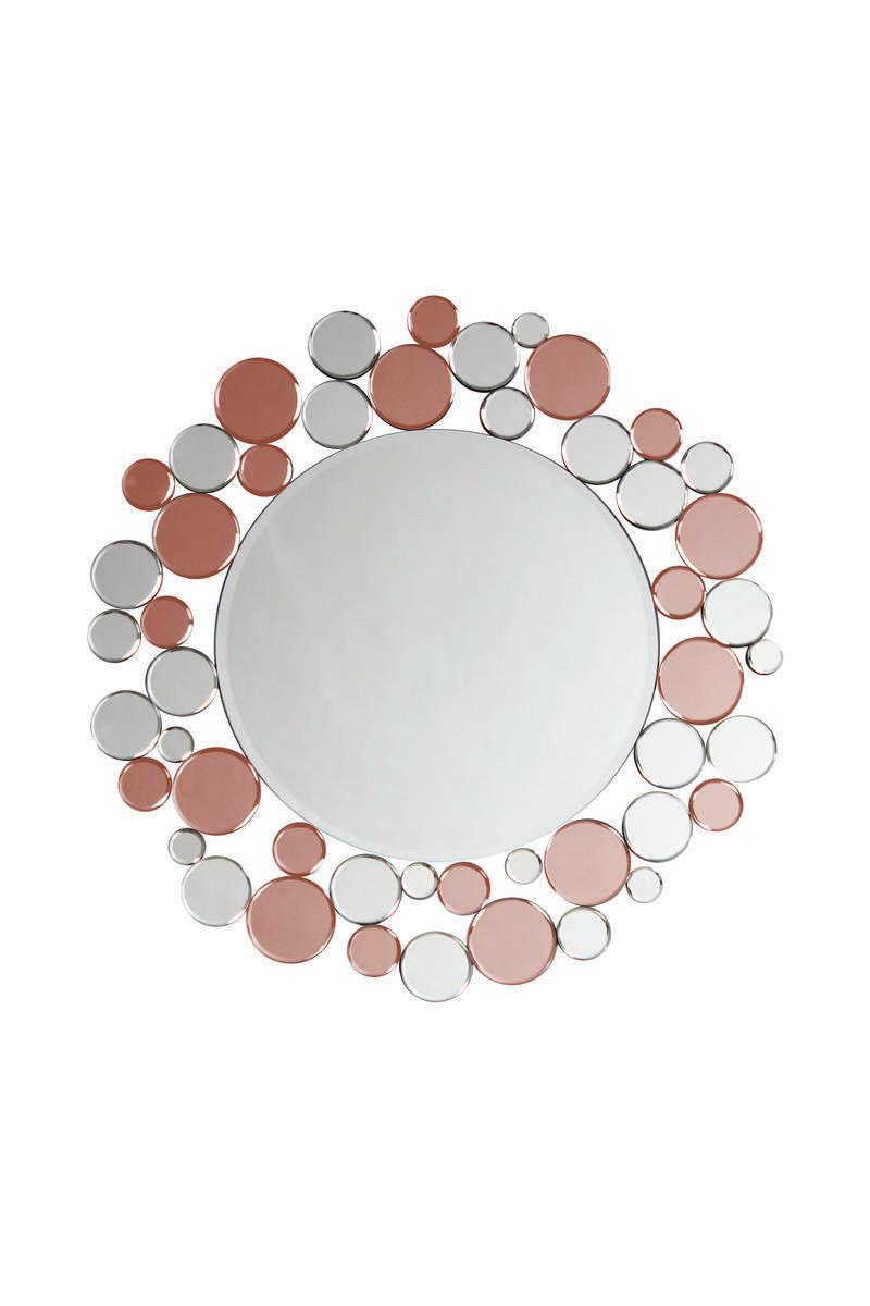 Wandspiegel Bubble Rund 80 cm Metallrahmen Rosa/Silberfarben - Silberfarben/Rosa, Basics, Glas/Metall (80cm)