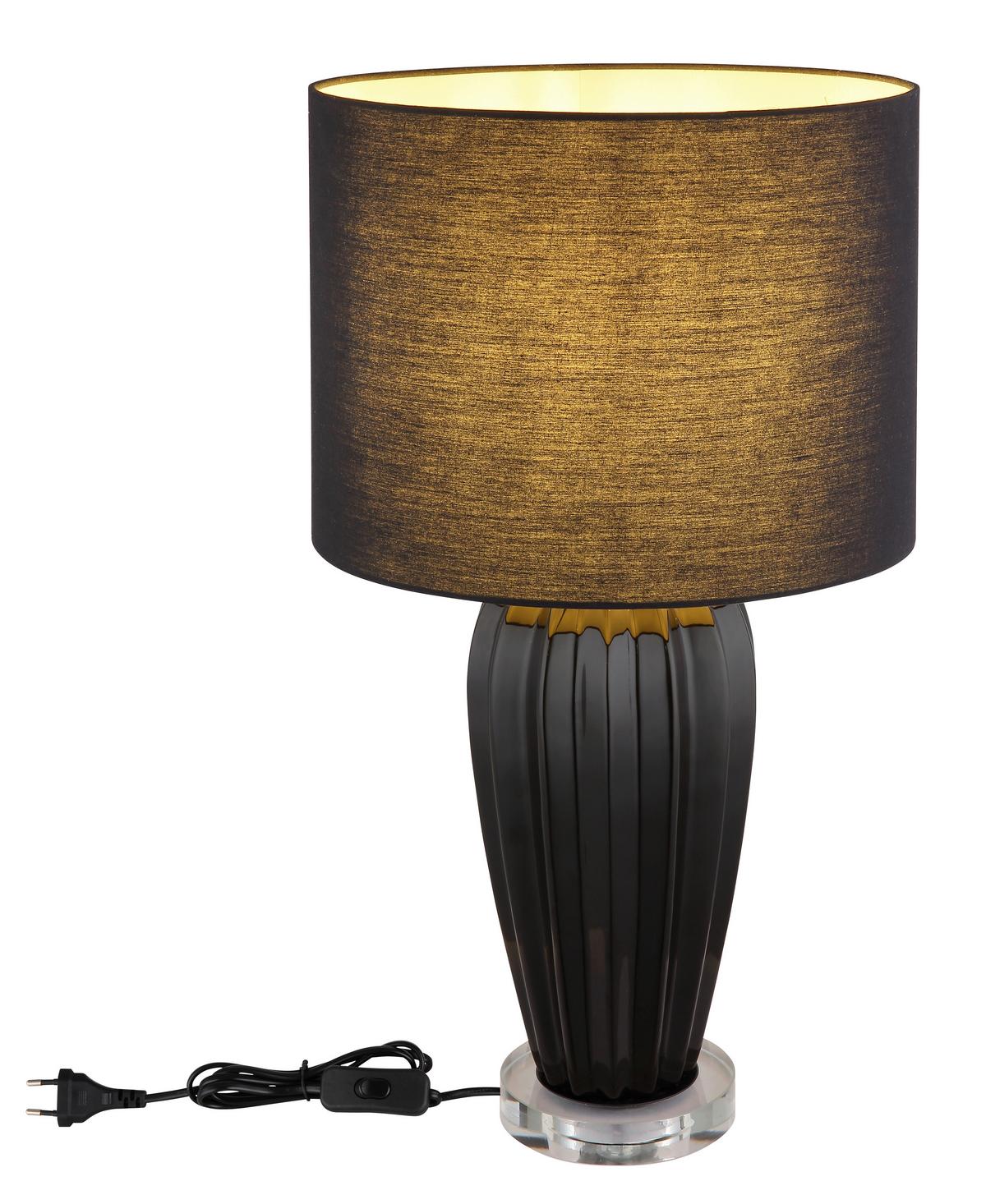 Tischleuchte 24145b - Chromfarben/Schwarz, KONVENTIONELL, Keramik/Textil (35/59cm) - Globo