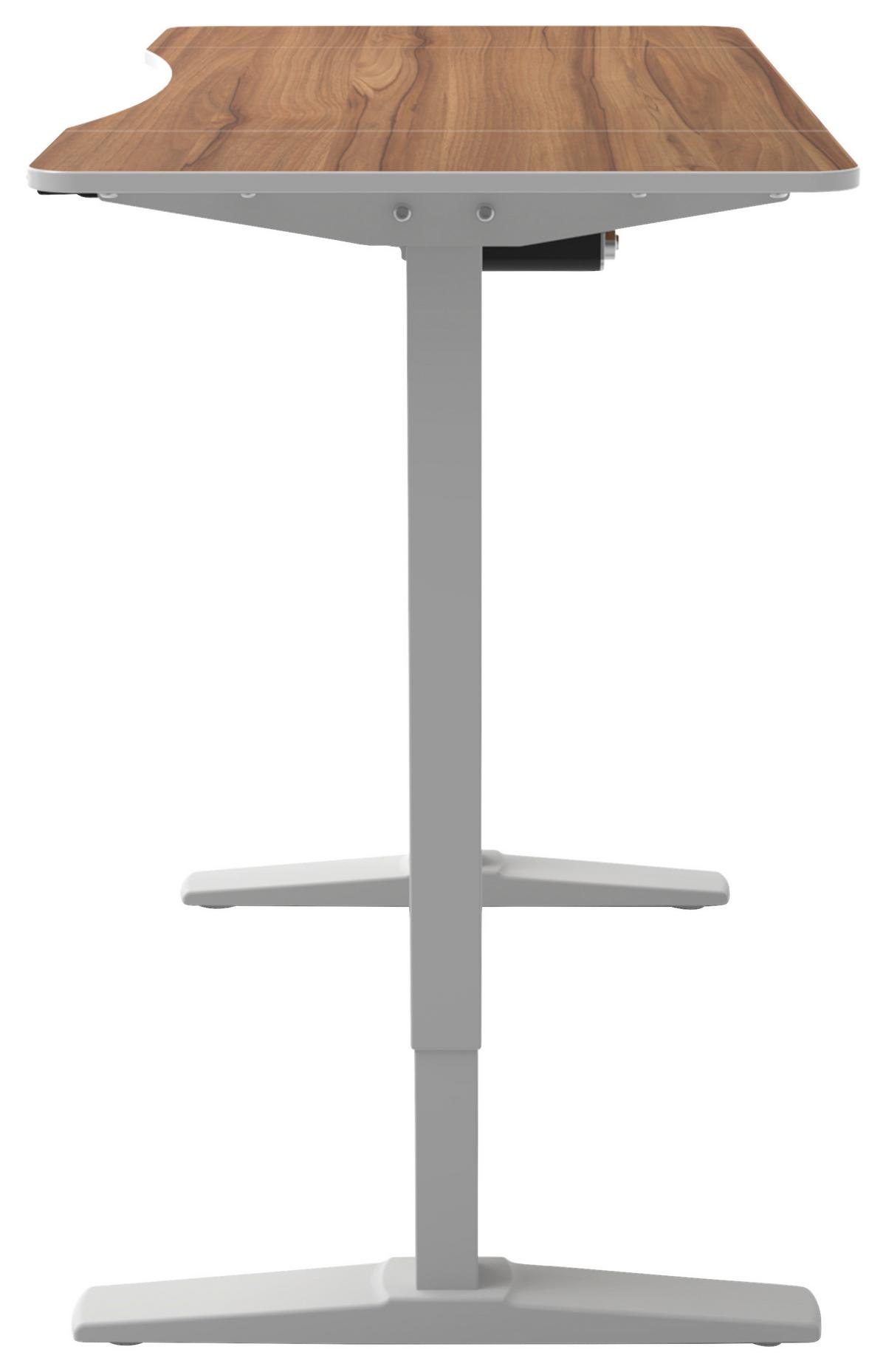 Schreibtisch Höhenverstellbar B: 70 Cm H: 75 Cm Comfort - Walnussfarben/Weiß, MODERN, Holzwerkstoff/Kunststoff (120/75-120/70cm) - MID.YOU