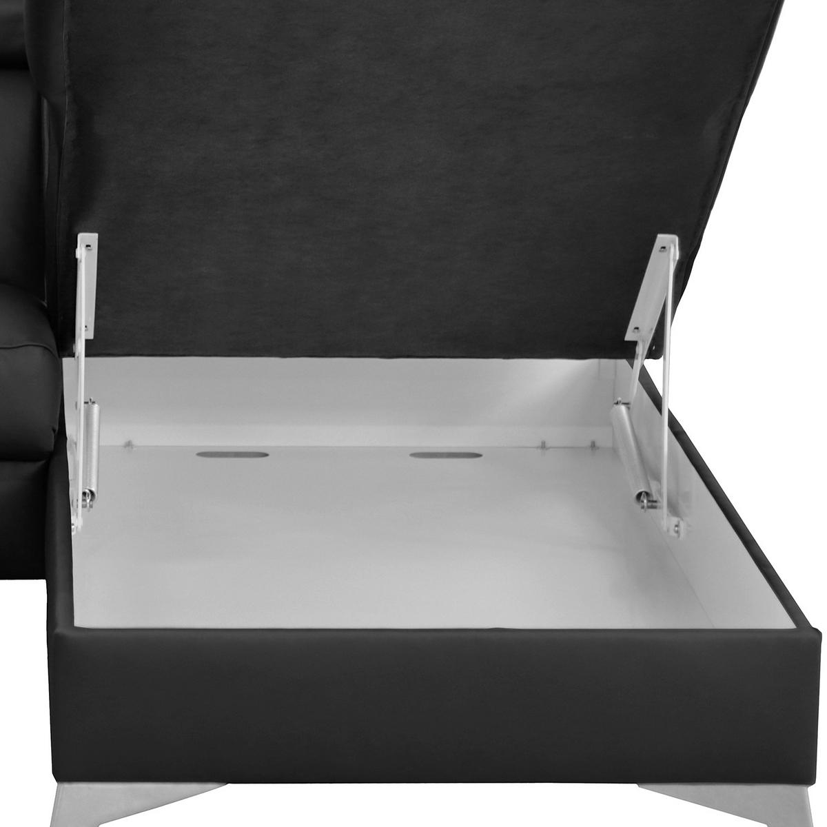 Ecksofa Lince Schwarz S: 257x197 Cm - Chromfarben/Schwarz, Design, Leder/Textil (257/197cm) - Livetastic