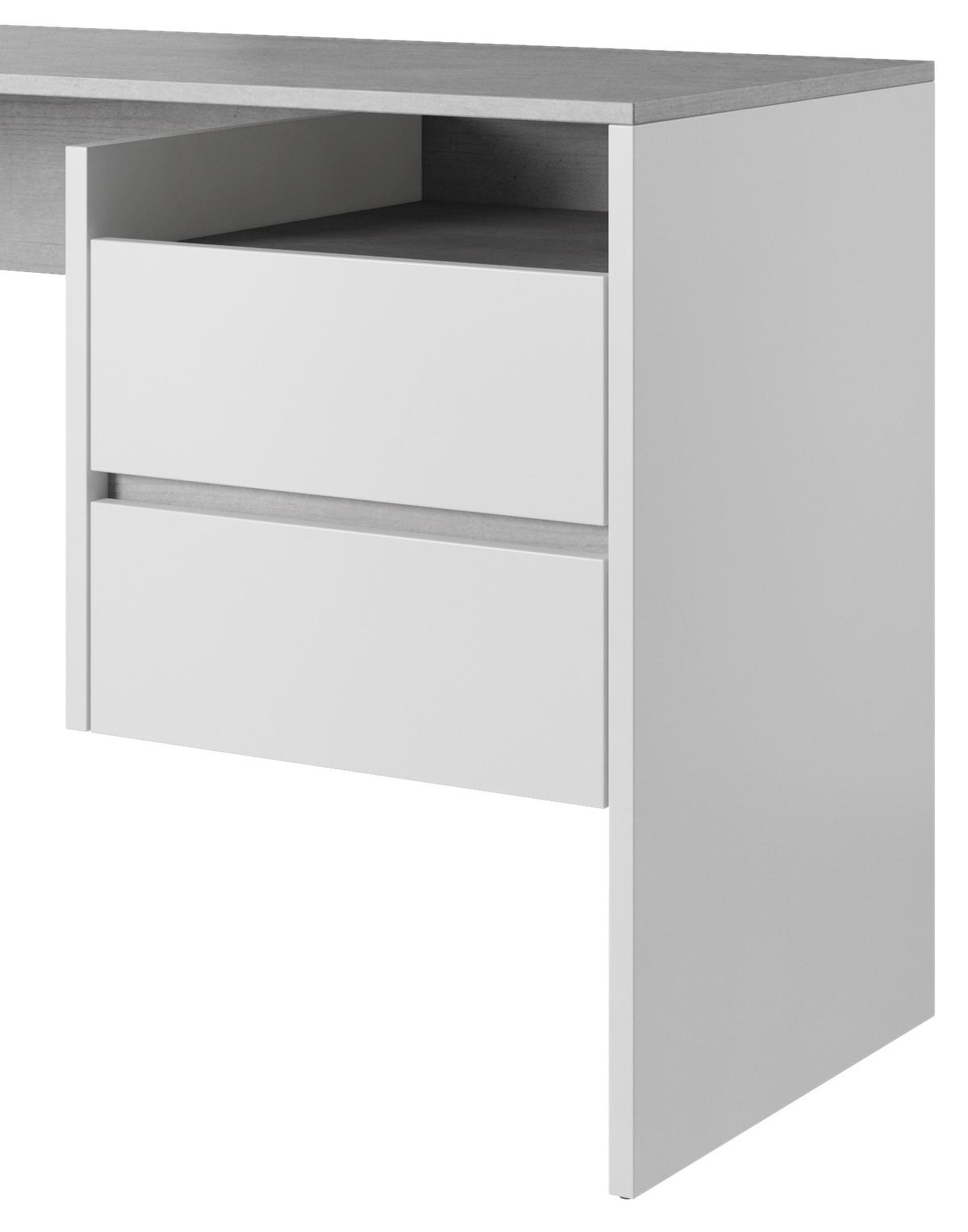 Písací stôl PACO 3 biela/dekor beton - biela, Basics, kompozitné drevo (125/51,6/75,5cm) - P & B
