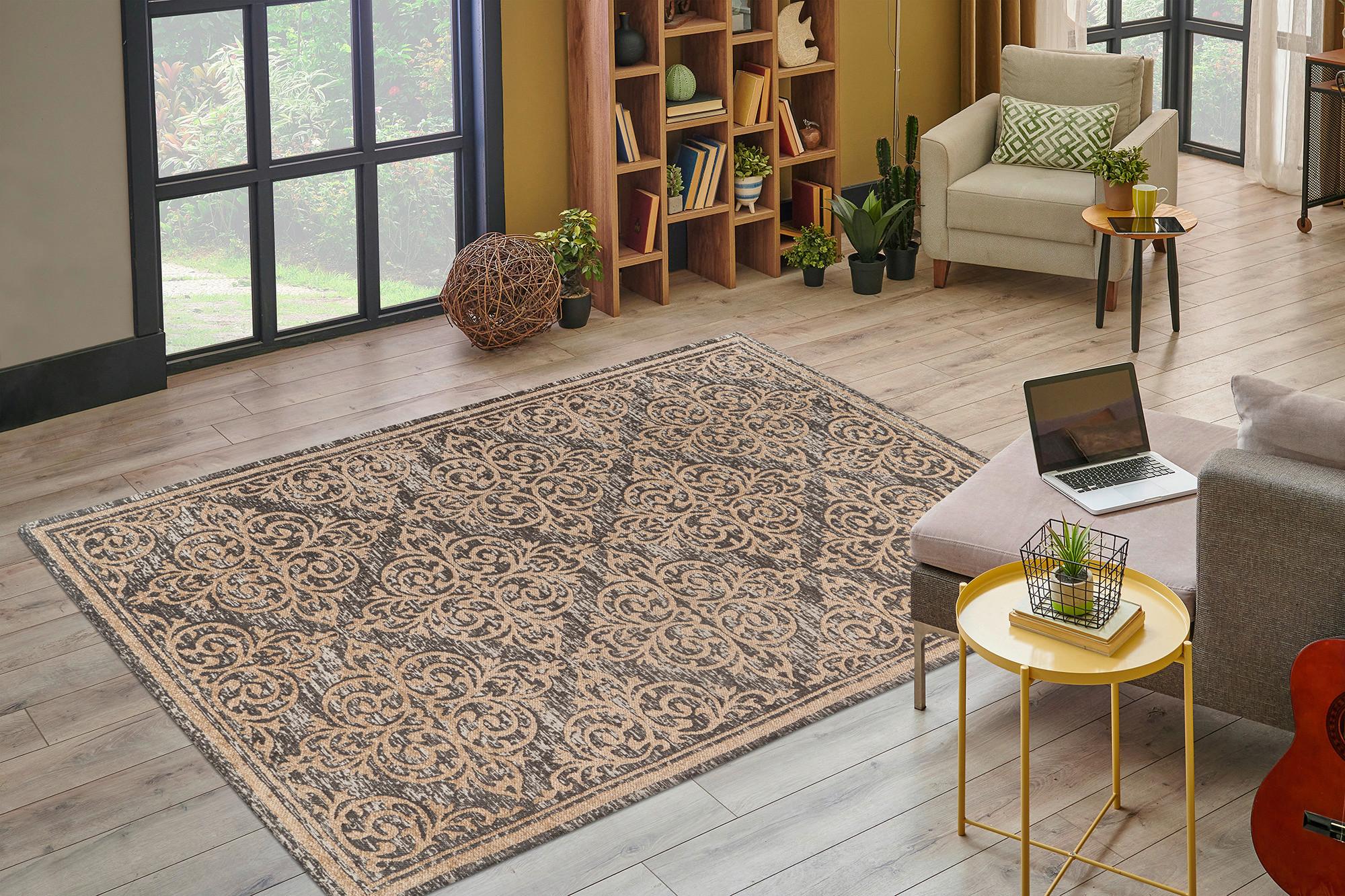 Flachwebeteppich Davio 100 - Beige, KONVENTIONELL, Textil (160/230cm)