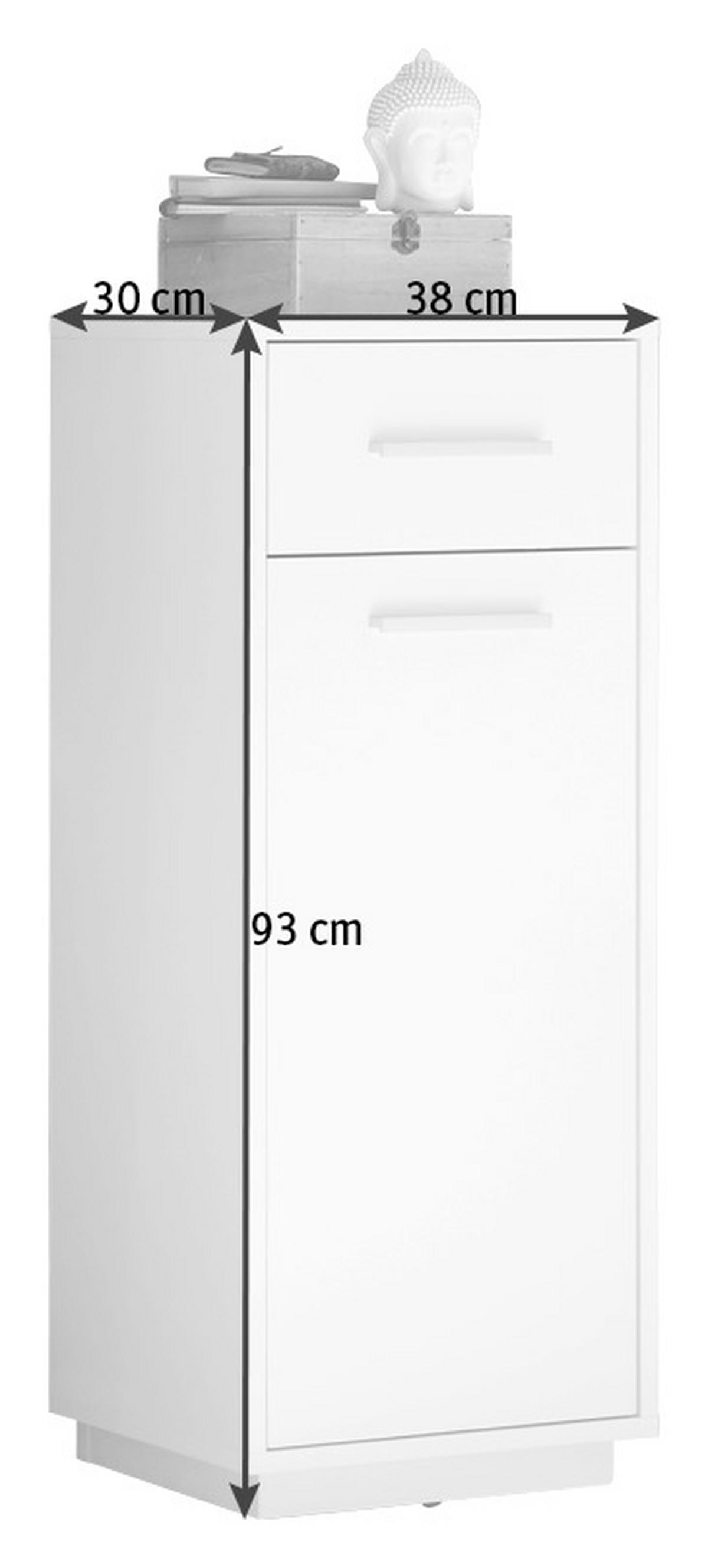 Spodní skřiňka MILANO - bílá/barvy hliníku, Design, kompozitní dřevo/plast (38/92/30cm) - MID.YOU
