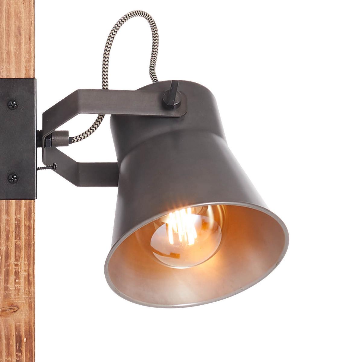 Stehlampe Holz Plow Schwarz drehbar und Schwenkbar - Schwarz, Design, Holz/Metall (51/153,5cm) - Brilliant