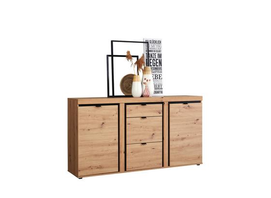 Sideboard Nyon - Eichefarben/Schwarz, MODERN, Holzwerkstoff (167,3/90,9/40,5cm) Sideboard Nyon - Eichefarben/Schwarz, MODERN, Holzwerkstoff (167,3/90,9/40,5cm)