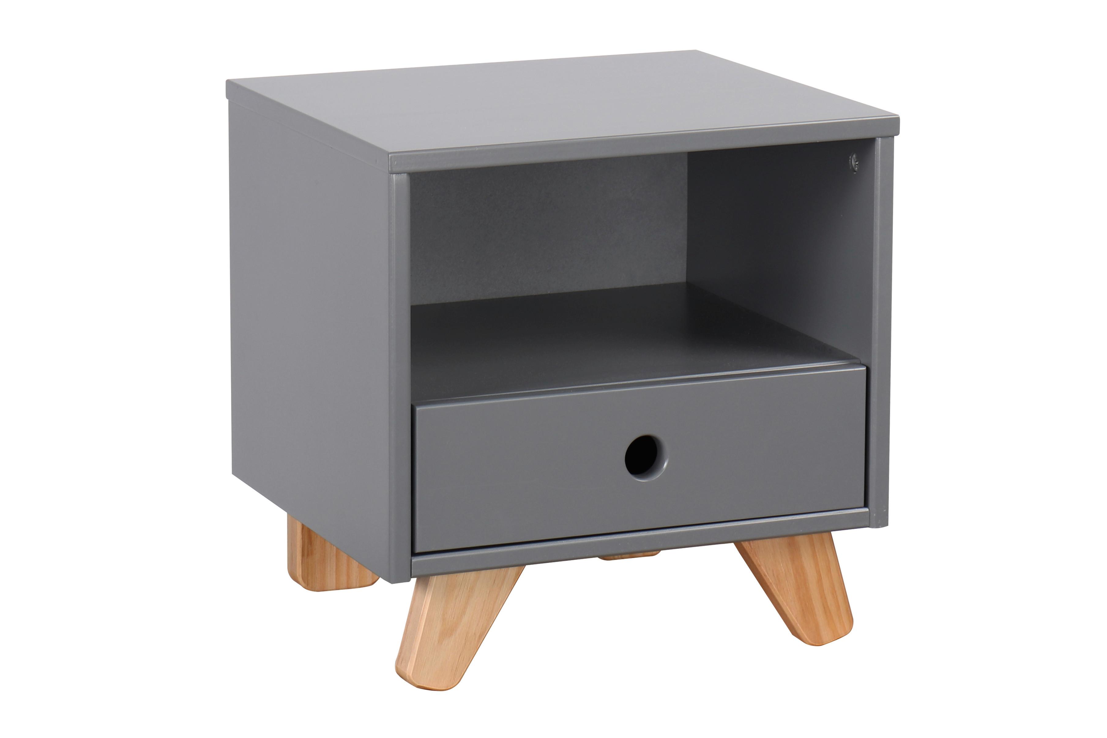 NACHTKÄSTCHEN Grau B: 40cm - Naturfarben/Grau, Design, Holzwerkstoff (40/40/35cm) - Livetastic